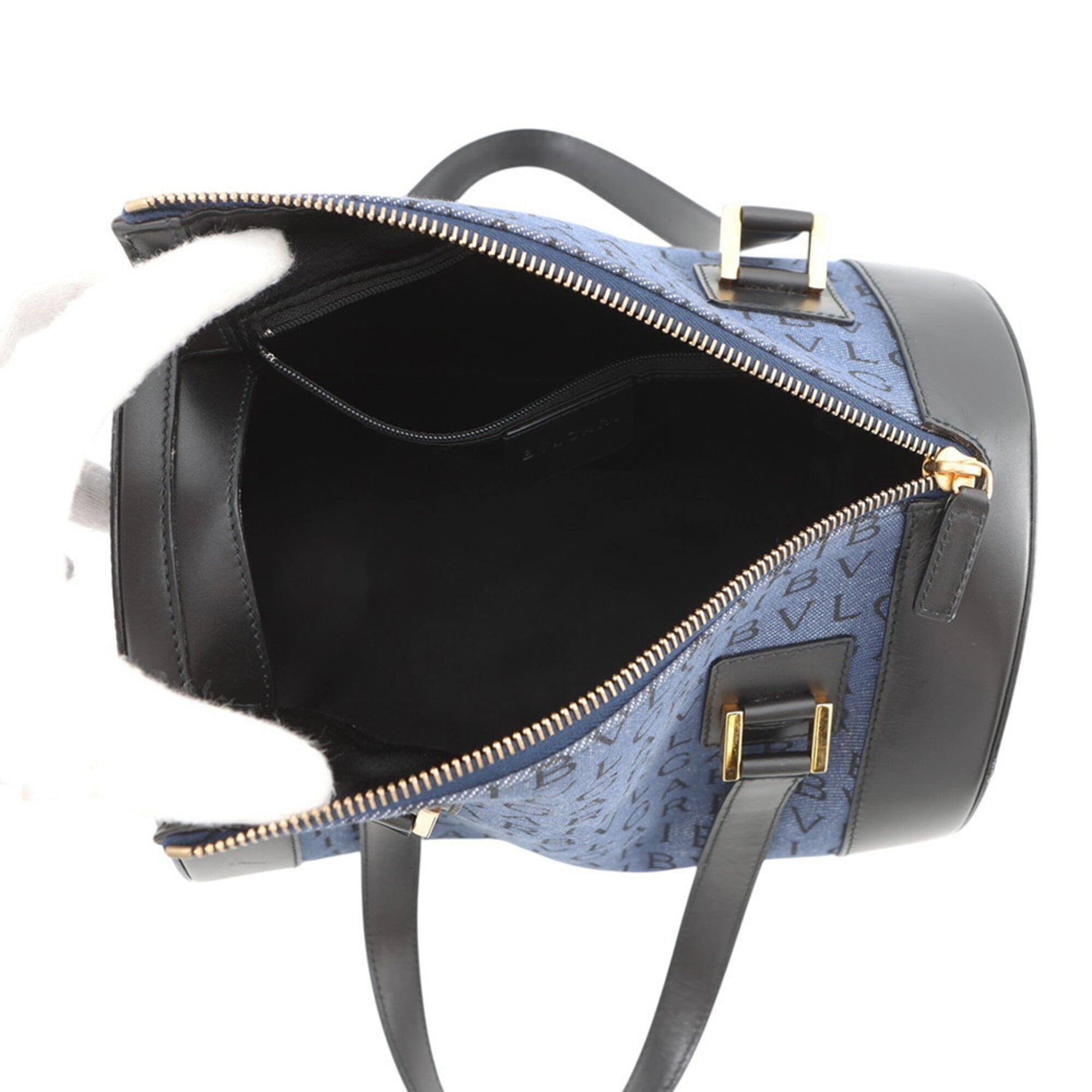 Bvlgari B.Zero1 Navy Black Denim Leather Handbag (Pre-Owned)