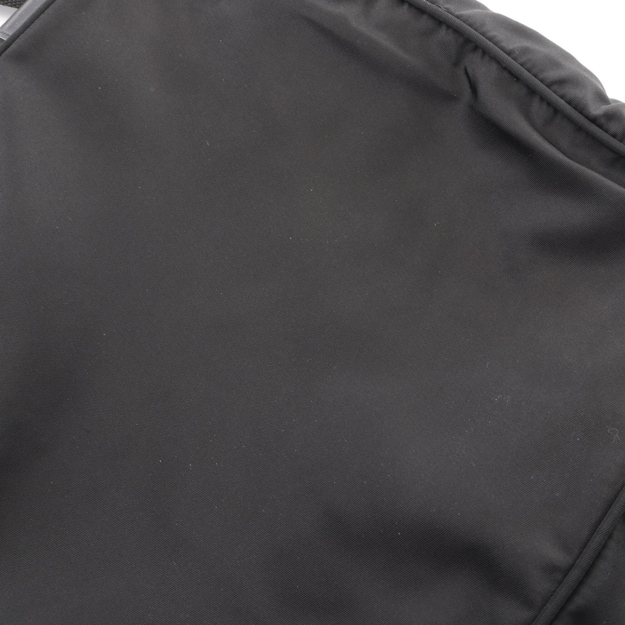 Prada Black Nylon Leather Handbag Shoulder Bag (Pre-Owned)