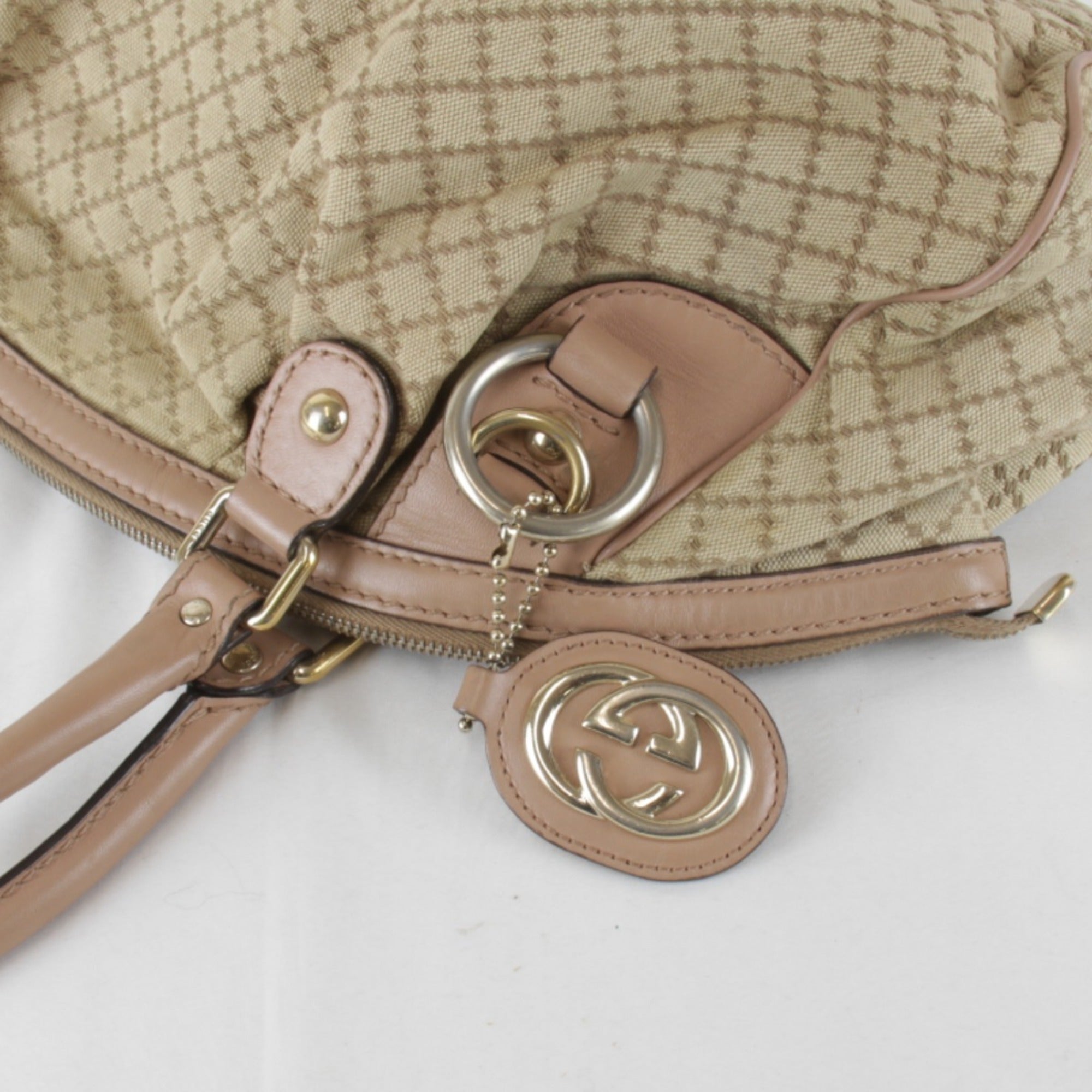 Gucci Beige Black Yellow Canvas Handbag (Pre-Owned)