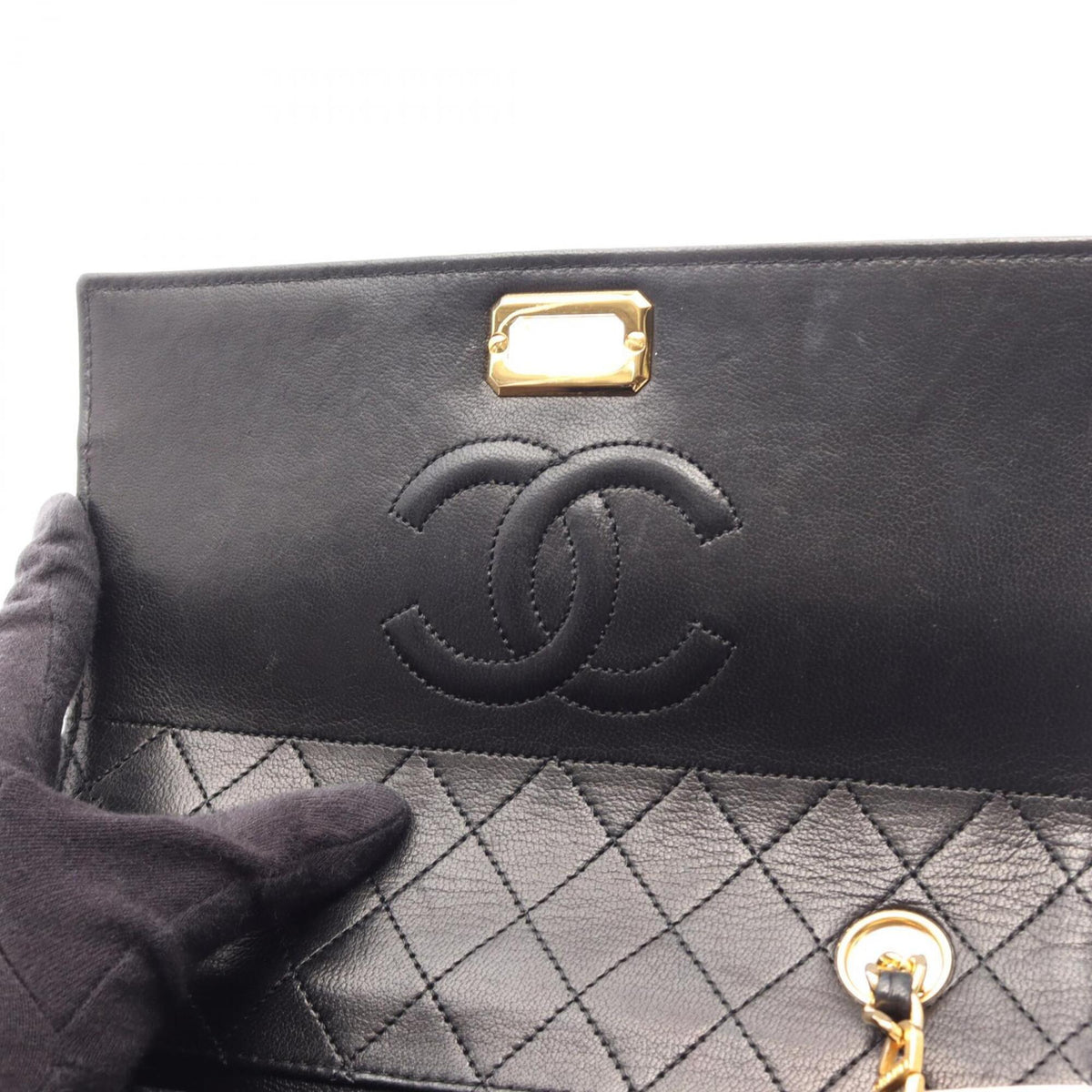 Chanel Black White Leather Handbag Shoulder Bag (Pre-Owned)