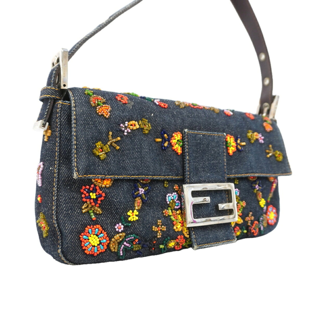 Fendi Multi-Color Navy Denim Handbag (Pre-Owned)