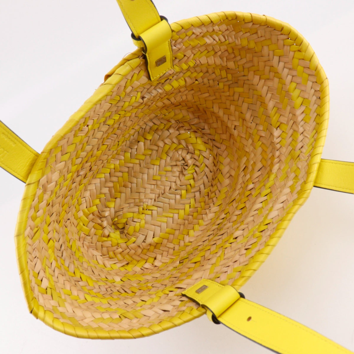 Loewe Yellow Raffia Leather Basket Tote Bag (Pre-Owned)