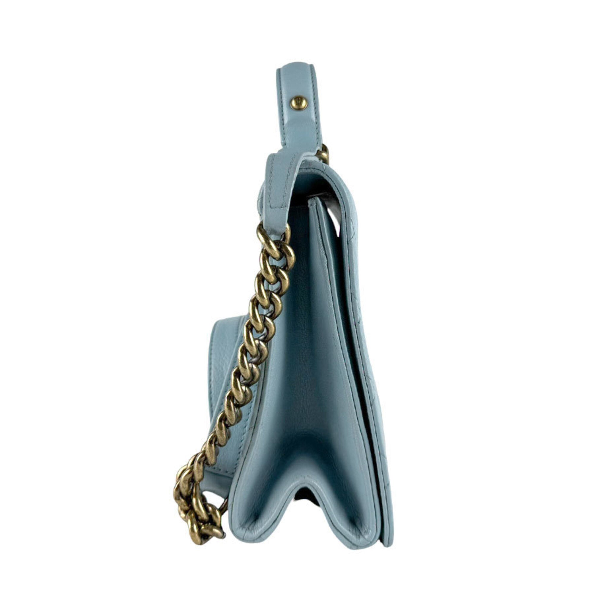 Chanel Blue Leather Handbag Shoulder Bag (Pre-Owned)