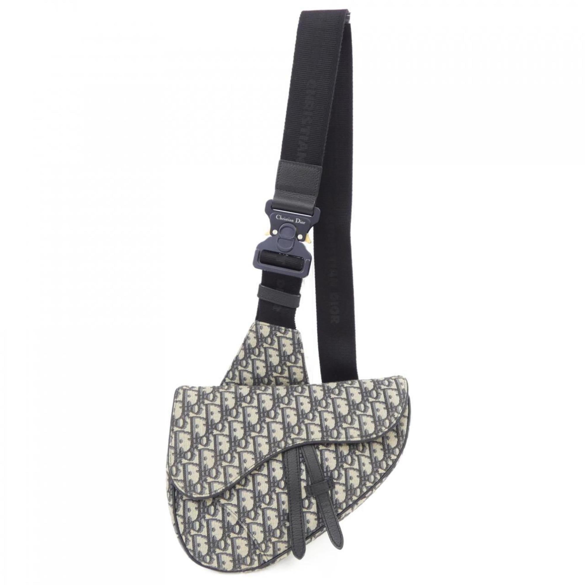 Christian Dior Beige Black Handbag Saddle Bag (Pre-Owned)