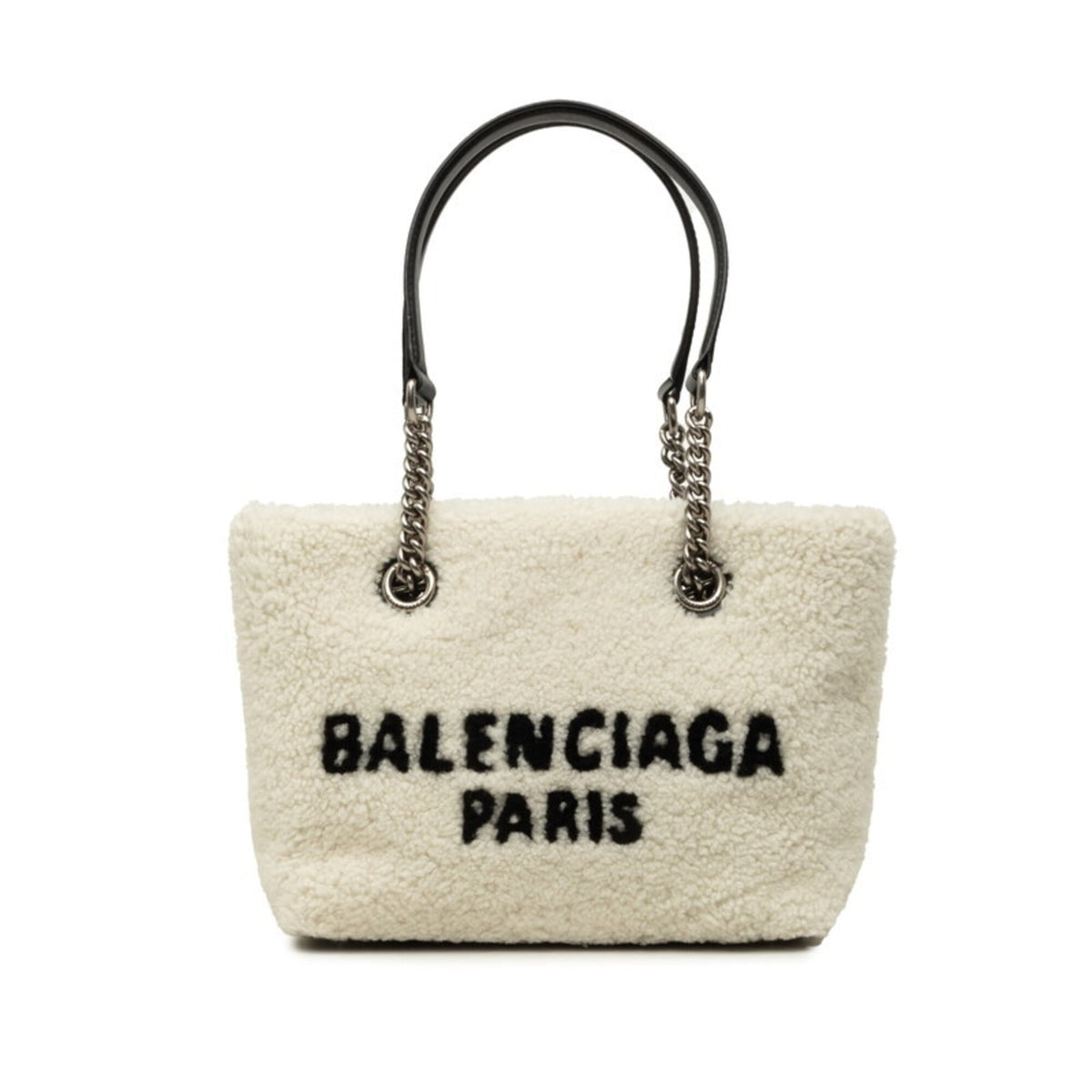 Balenciaga Black White Leather Tote Bag (Pre-Owned)