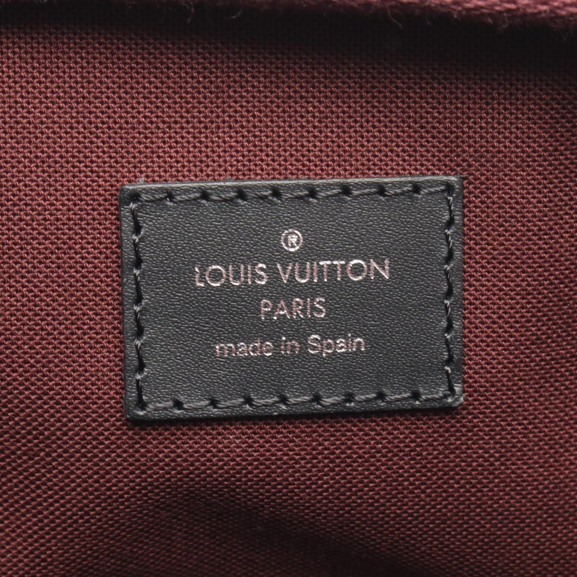 Louis Vuitton Black Brown Leather Coated Canvas Briefcase Handbag (Pre-Owned)