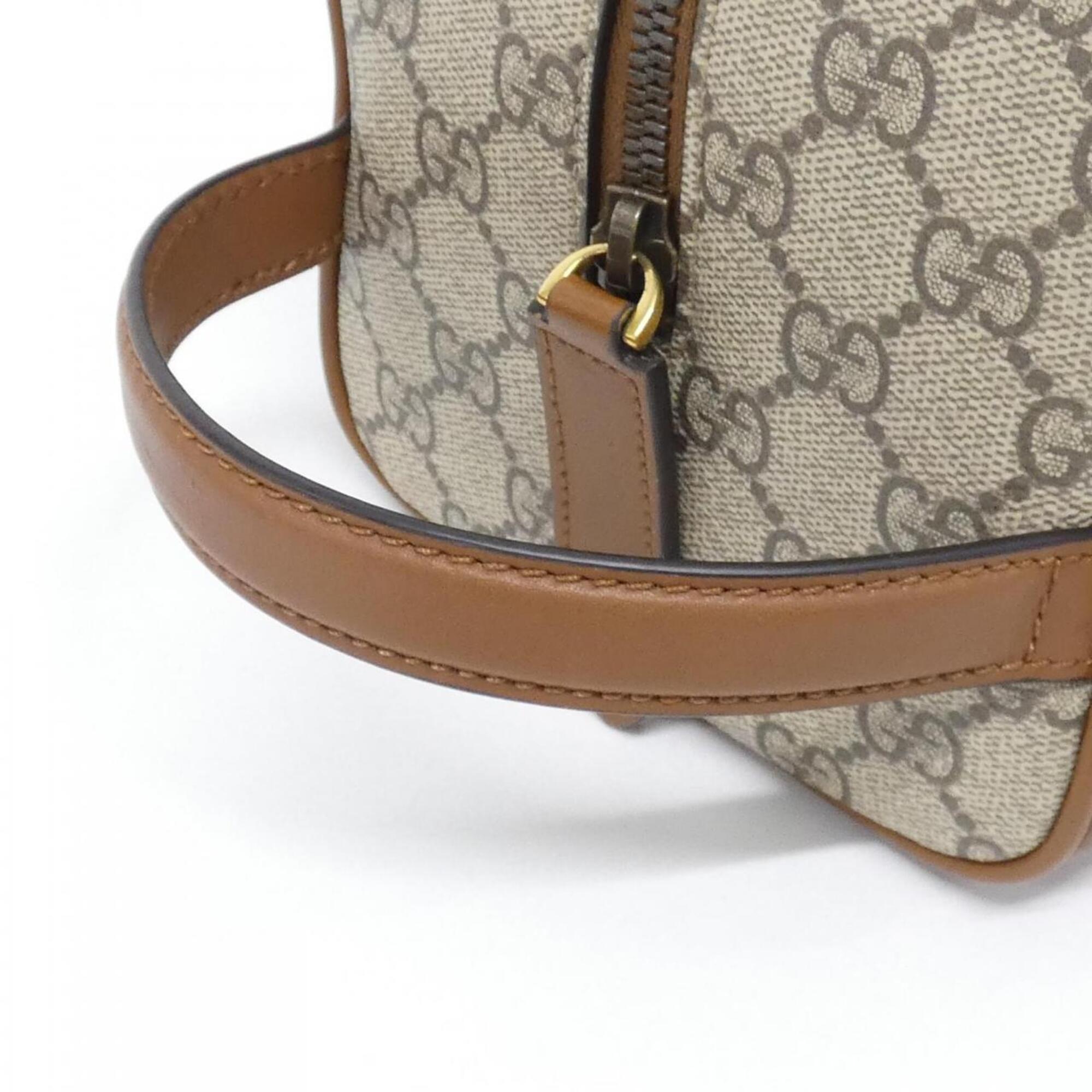 Gucci Beige Brown Coated Canvas Handbag (Pre-Owned)