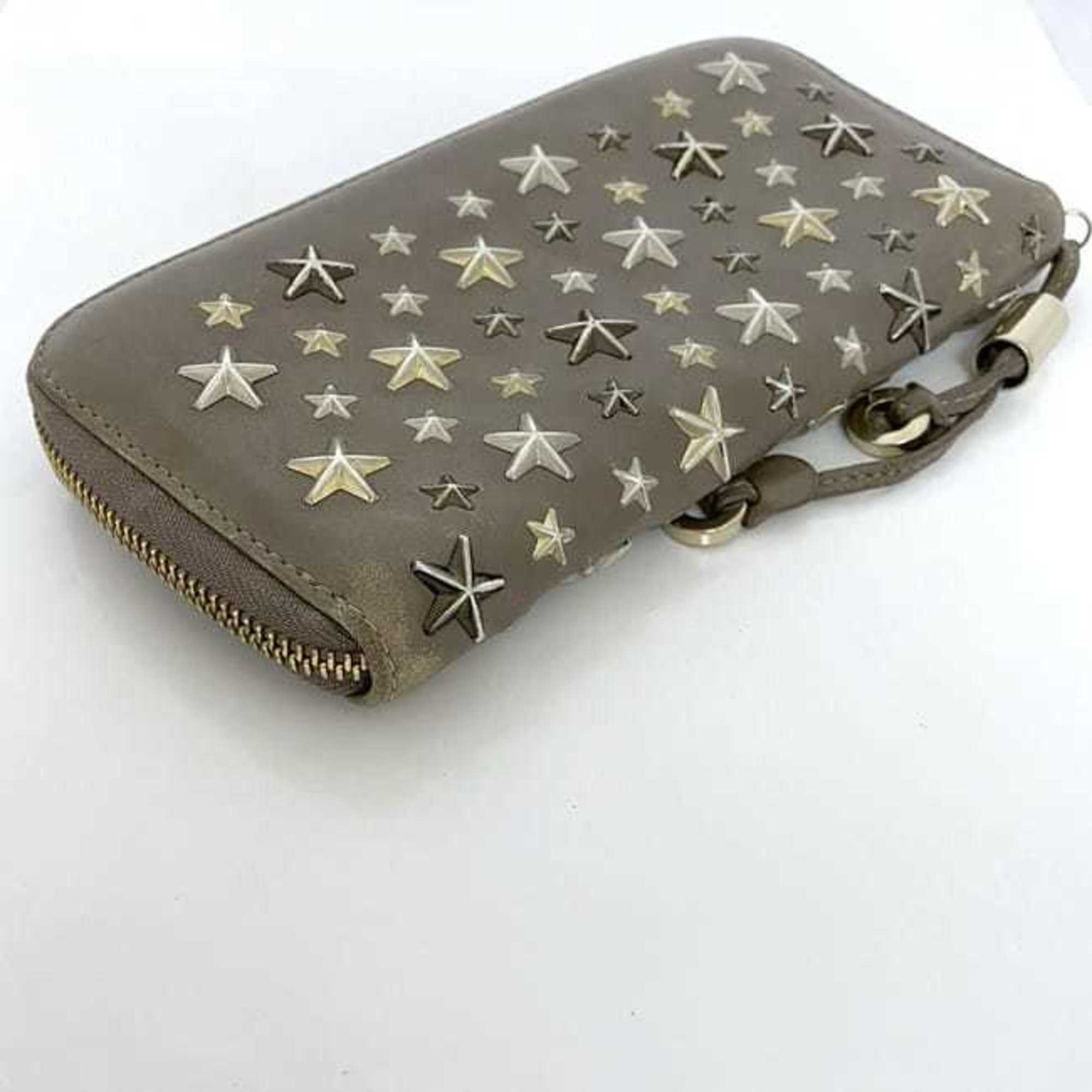 Jimmy Choo Beige Leather Long Wallet (Bi-Fold) (Pre-Owned)