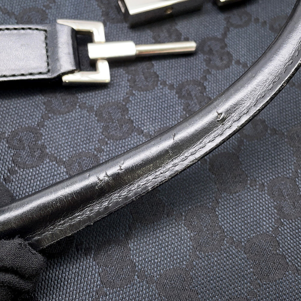 Gucci Black Canvas Leather Tote Bag (Pre-Owned)