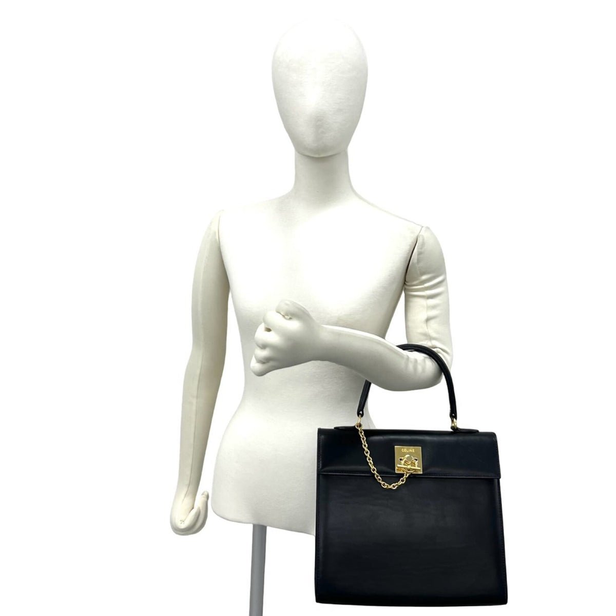 Celine Black Leather Handbag Tote Bag (Pre-Owned)