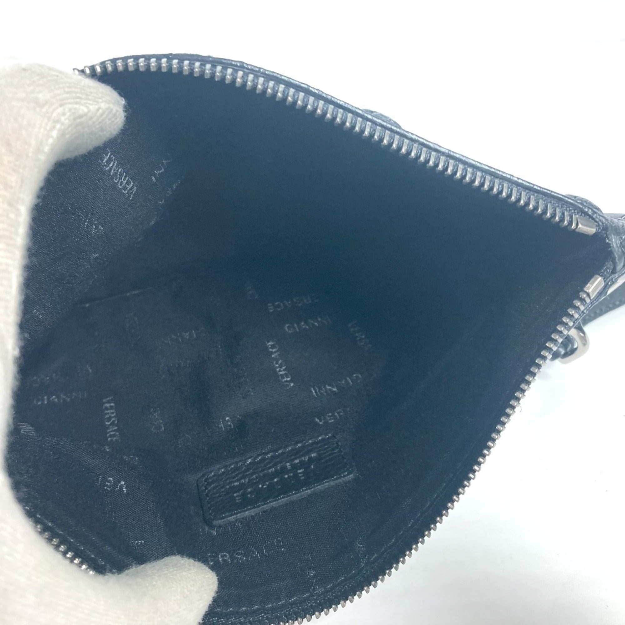 Versace Black Leather Clutch Bag Pouch (Pre-Owned)