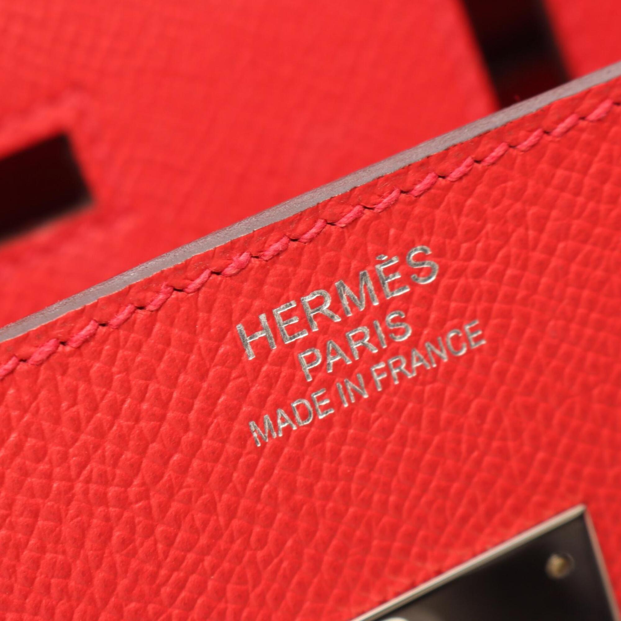 Hermes Bougainvillier Red Color Epsom Leather Handbag (Pre-Owned)