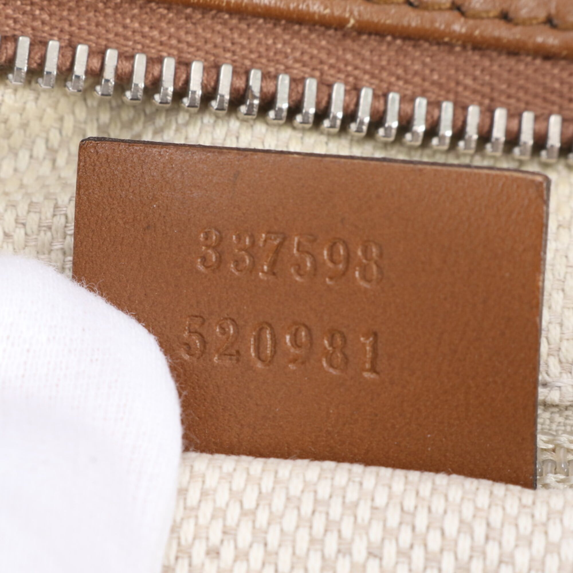 Gucci Beige Leather Canvas Handbag Shoulder Bag Tote Bag (Pre-Owned)