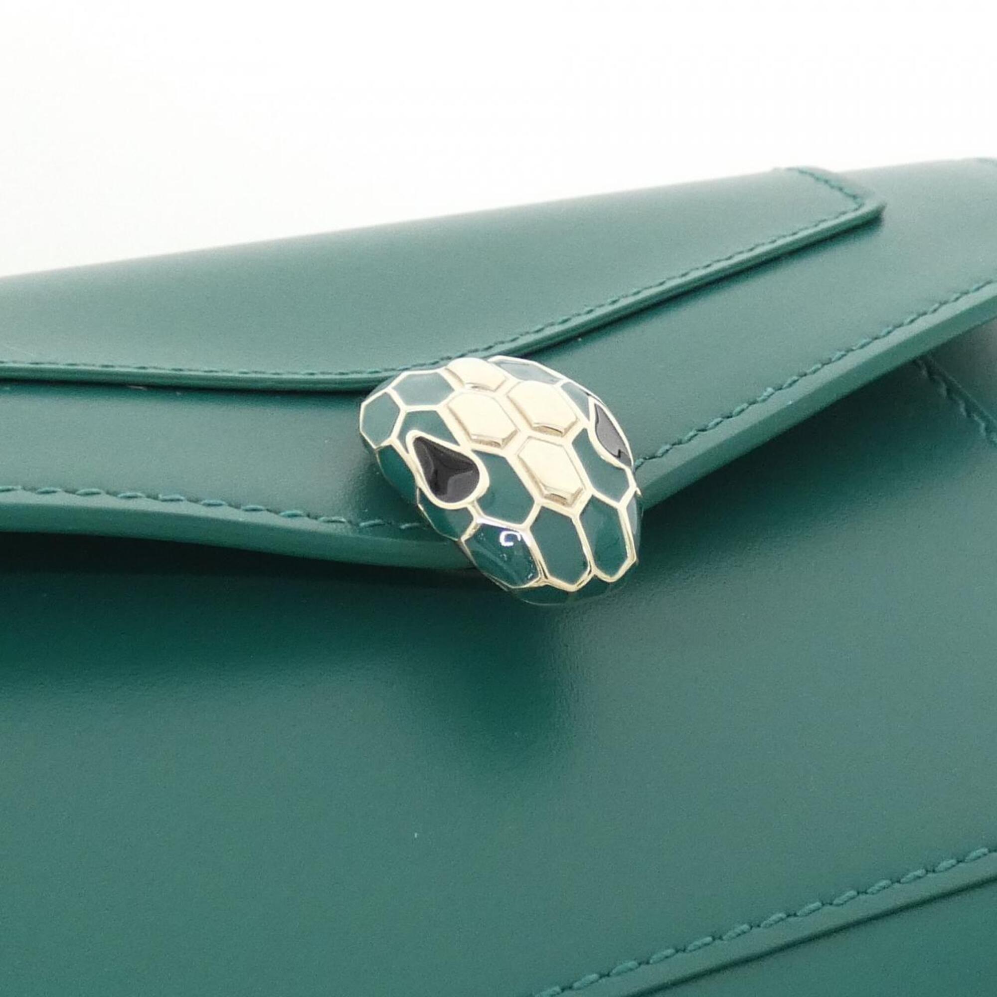 Bvlgari Emerald Green Leather Wallet (Bi-Fold) (Pre-Owned)
