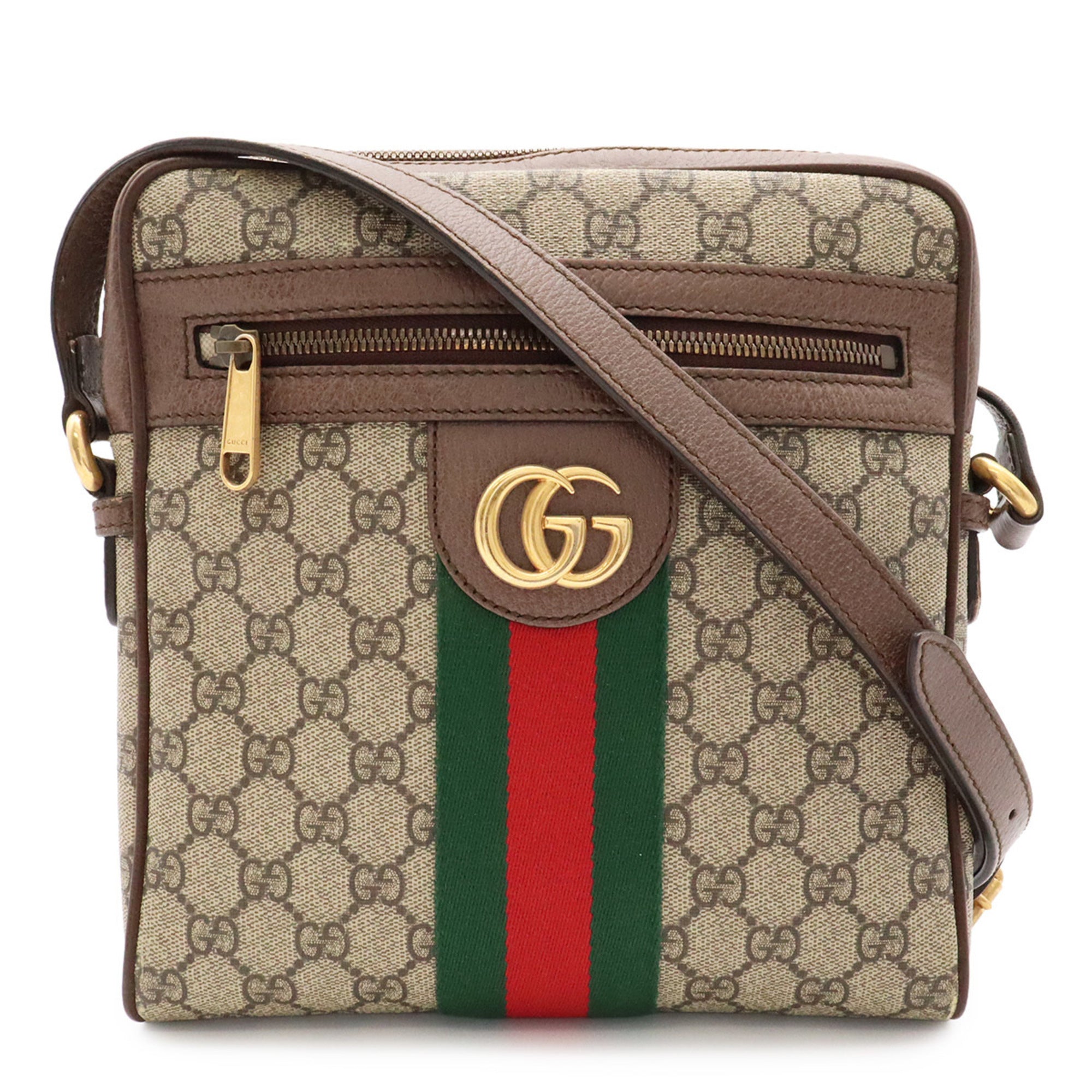 Gucci Beige Brown Green Red Color Yellow Gg Supreme Handbag (Pre-Owned)