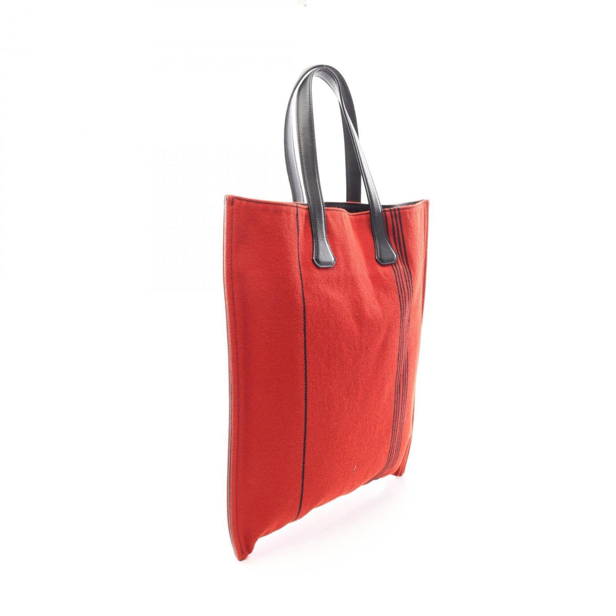 Hermes Black Red Color Canvas Swift Leather Handbag Tote Bag (Pre-Owned)