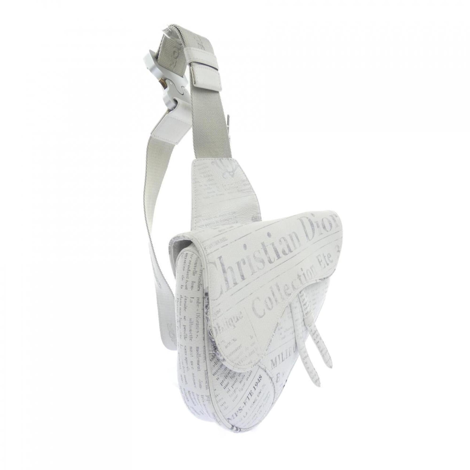 Christian Dior Gray White Handbag Saddle Bag (Pre-Owned)