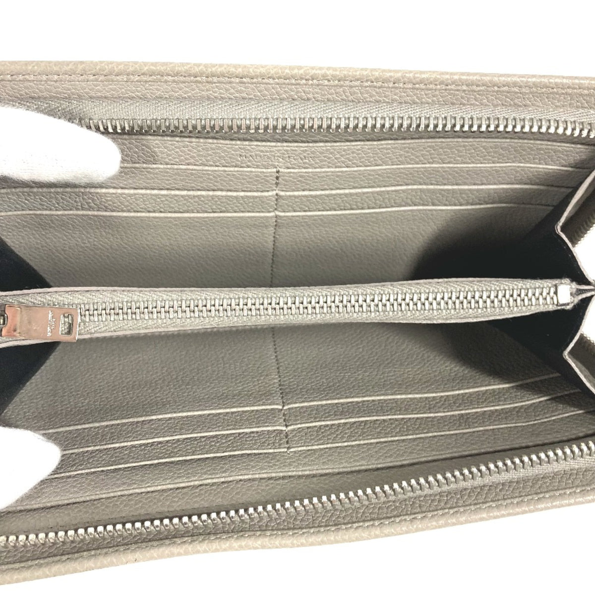 Saint Laurent Gray Leather Long Wallet (Bi-Fold) (Pre-Owned)