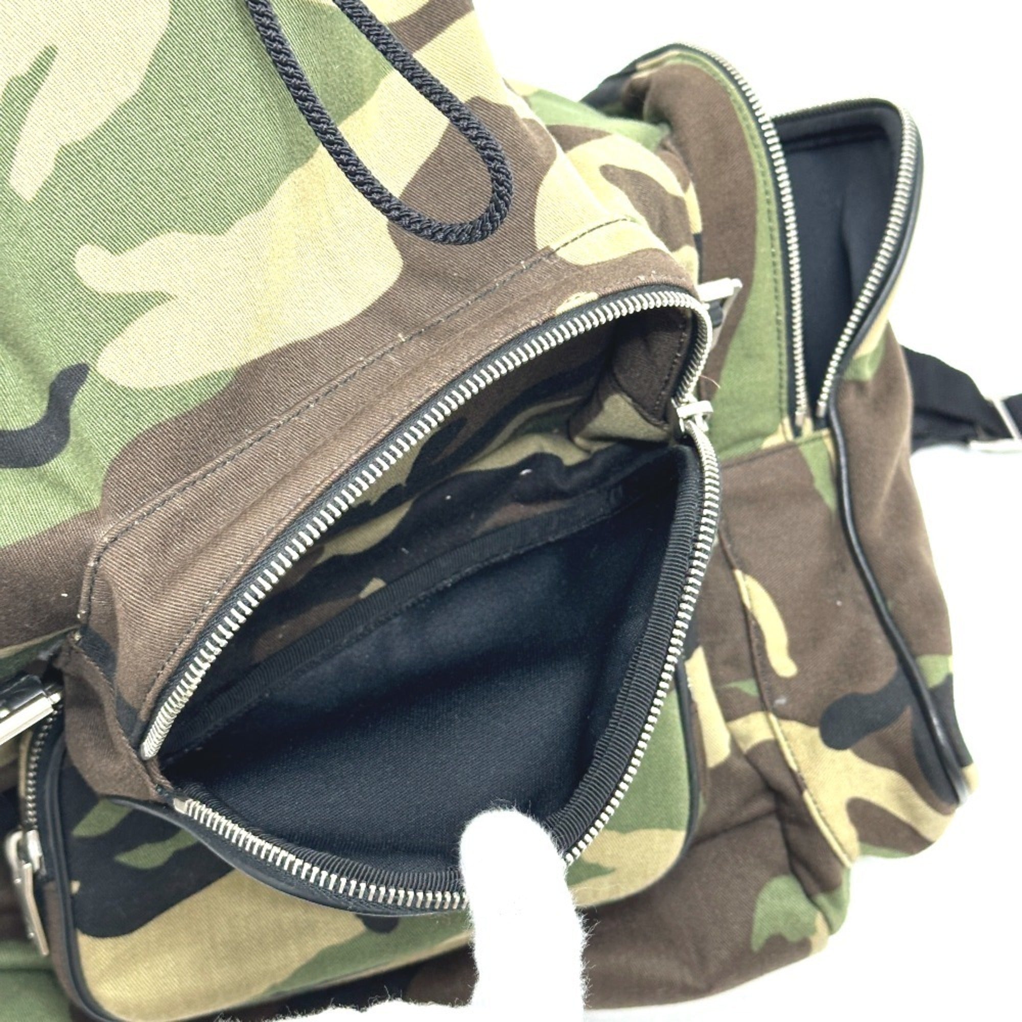 Yves Saint Laurent Camouflage Green Canvas Backpack (Pre-Owned)