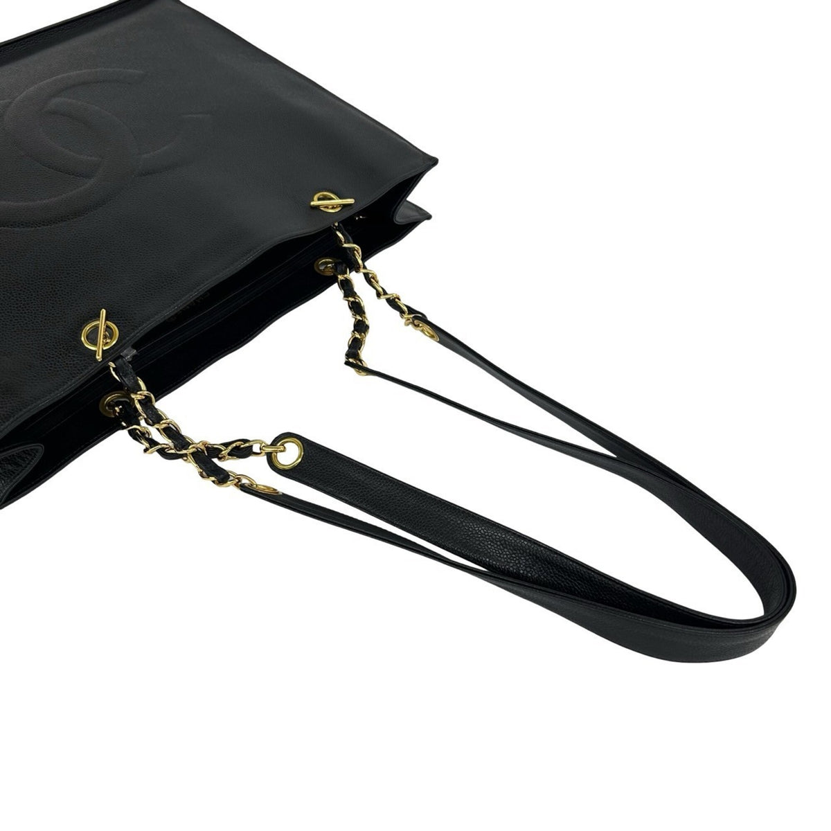 Chanel Black Grained Calfskin Shoulder Bag Tote Bag (Pre-Owned)