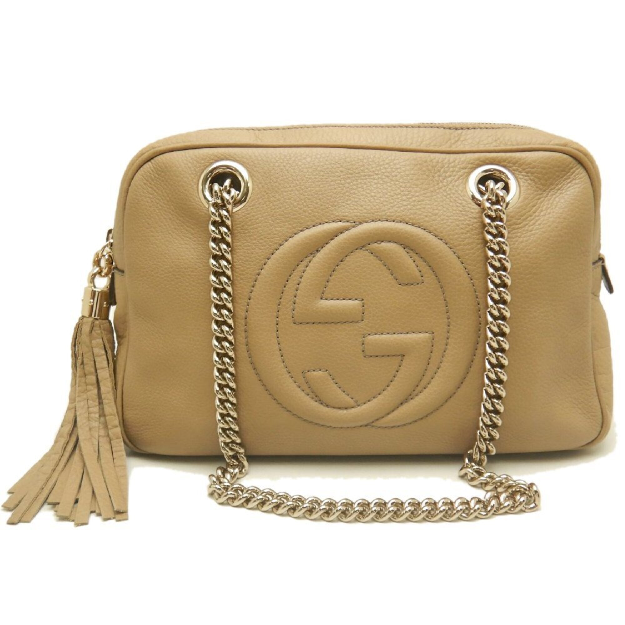 Gucci Soho Beige Leather Shoulder Bag (Pre-Owned)