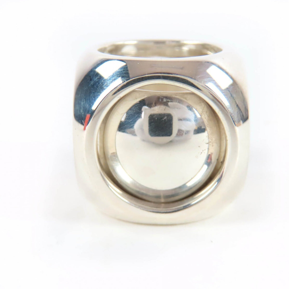 Hermes Sellier Silver Silver 925 Band Ring (Pre-Owned)