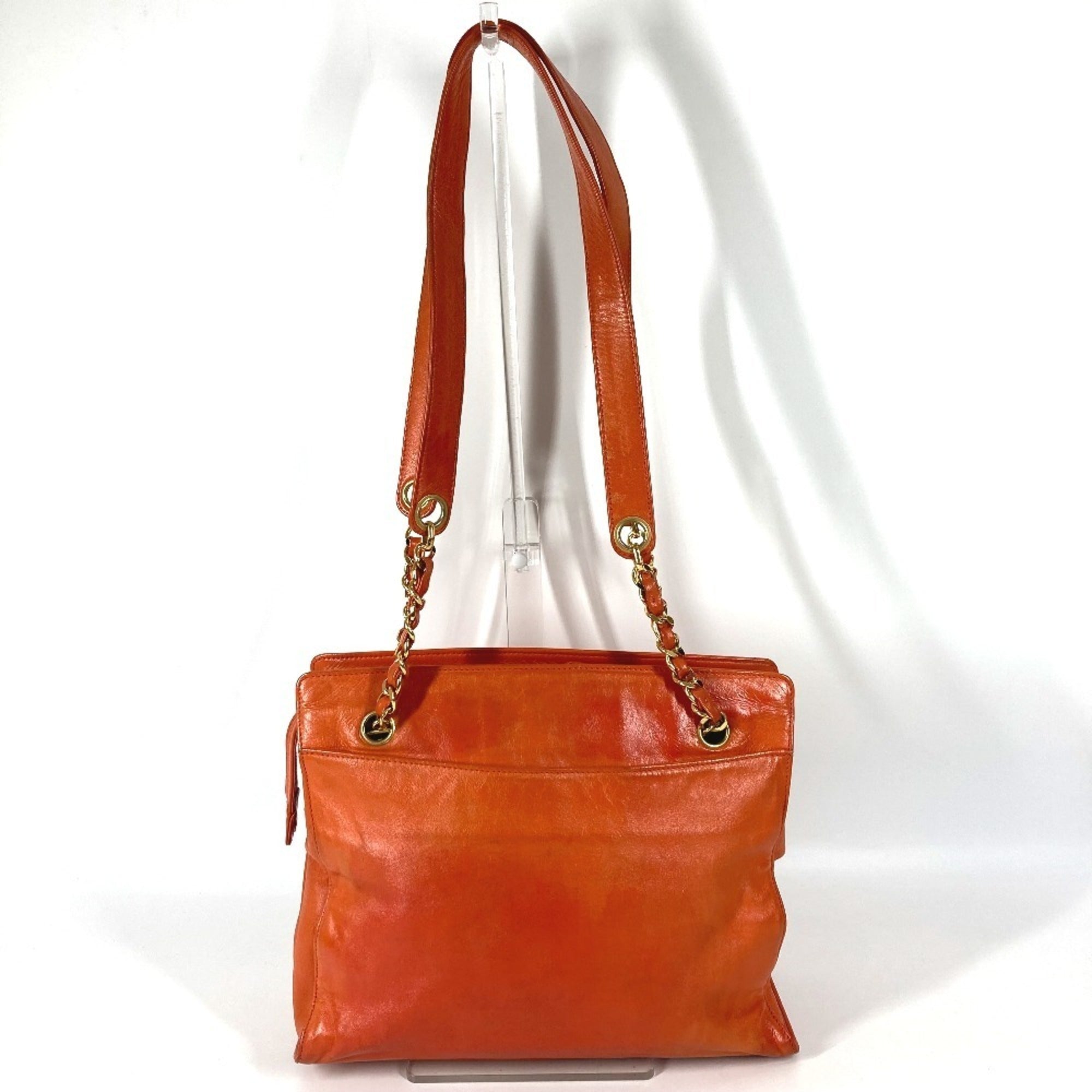 Chanel Orange Leather Shoulder Bag Tote Bag (Pre-Owned)