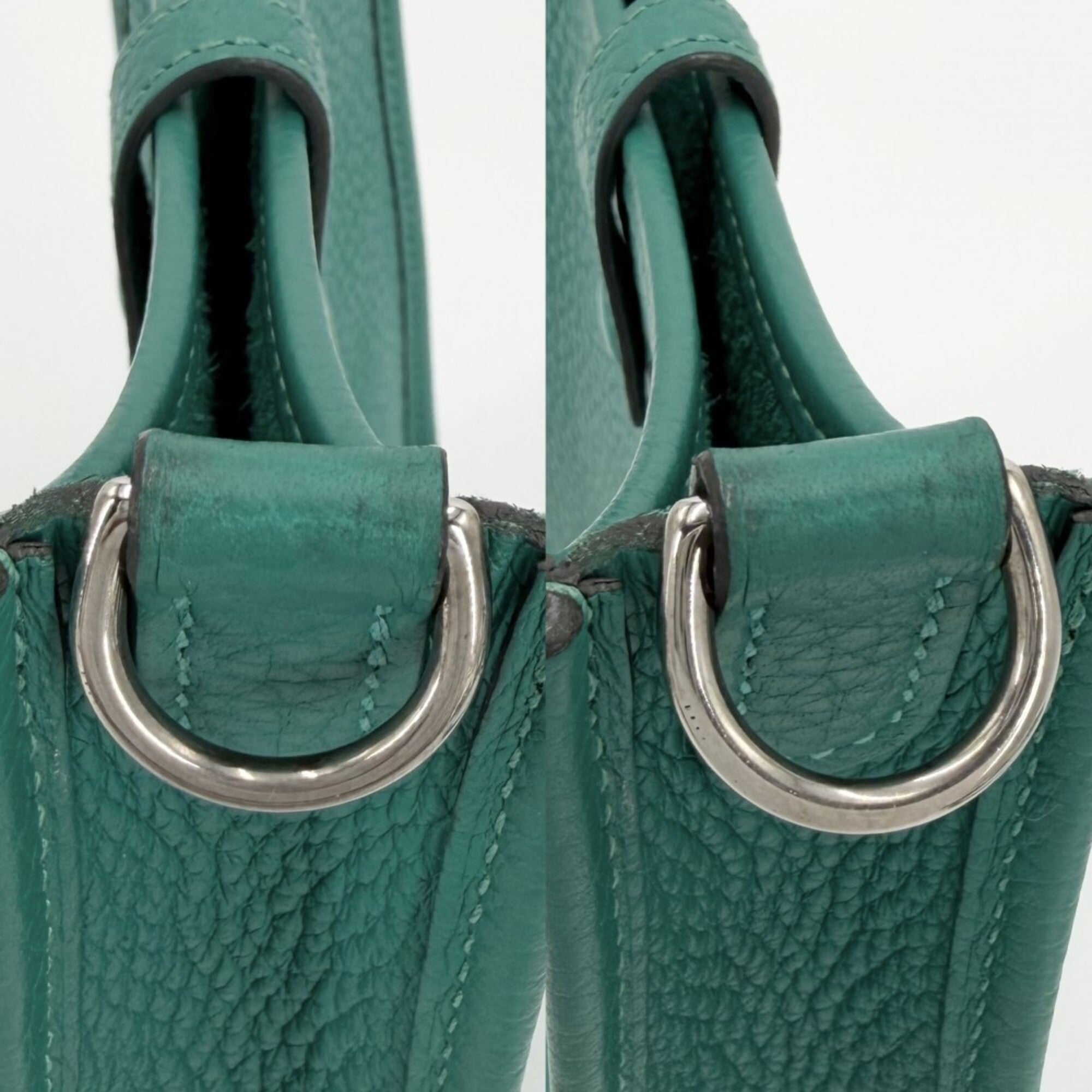 Hermes Green Leather Shoulder Bag (Pre-Owned)