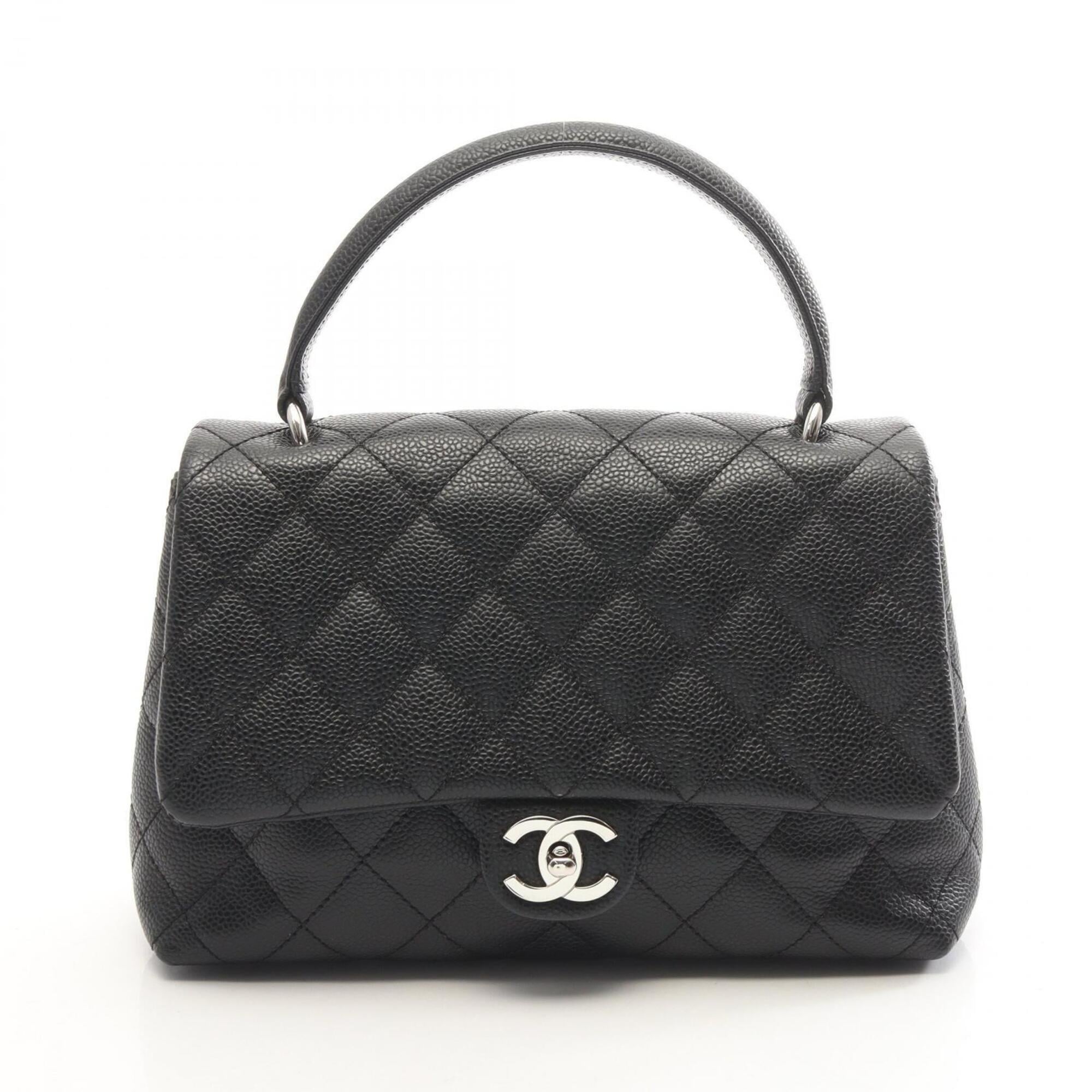 Chanel Black Grained Calfskin Handbag (Pre-Owned)