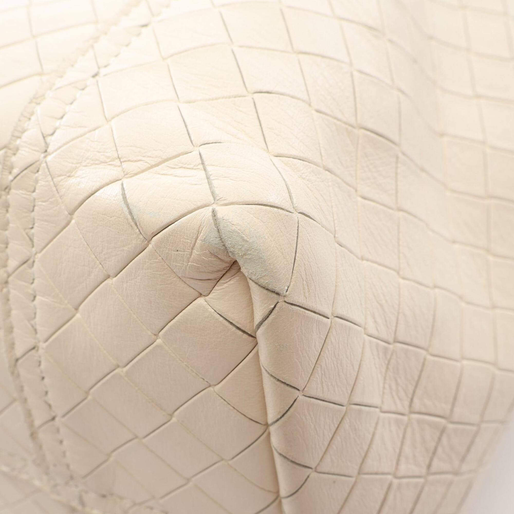 Bottega Veneta Ivory Leather Handbag Tote Bag (Pre-Owned)