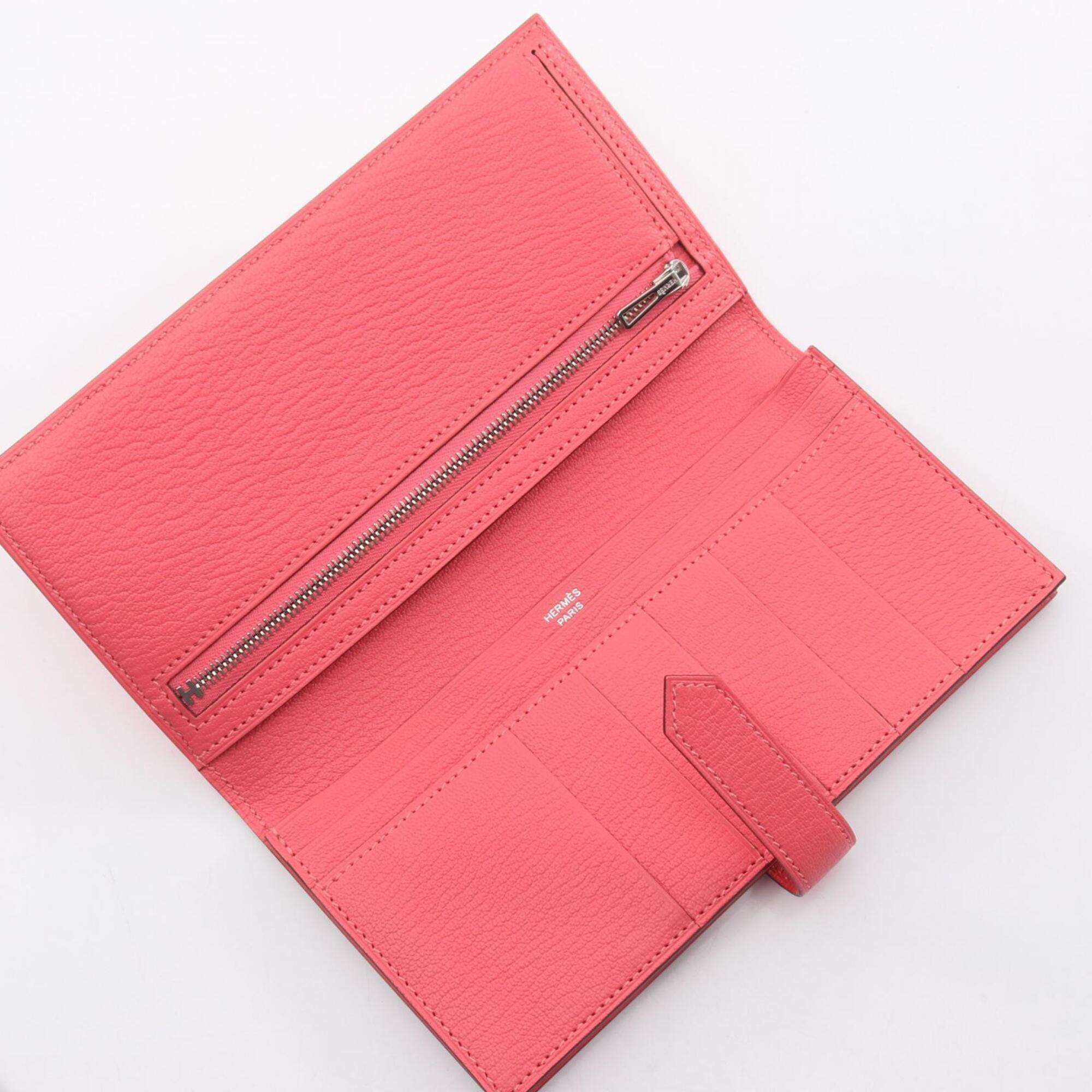 Hermes Pink Chevre Leather Long Wallet (Bi-Fold) (Pre-Owned)