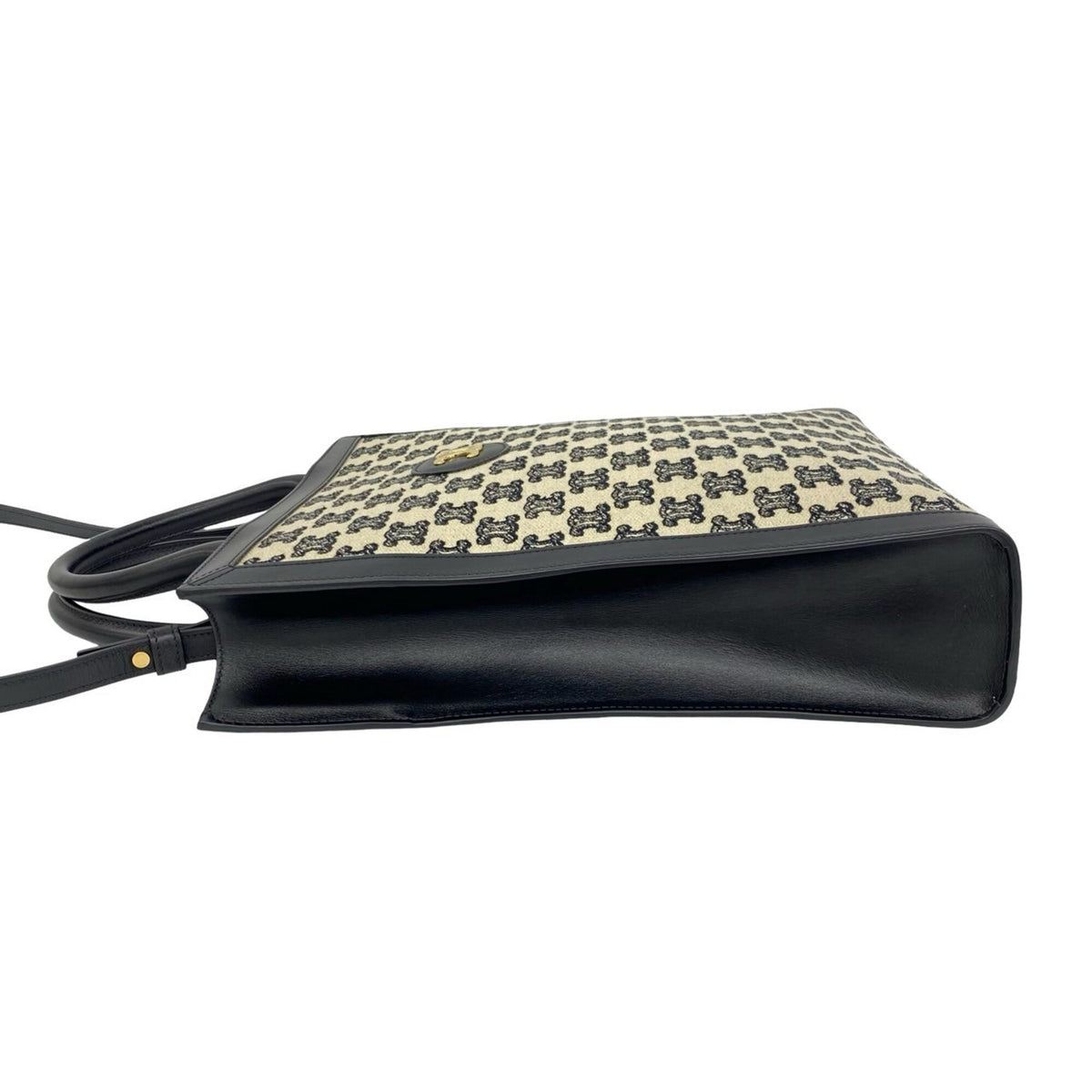 Celine Black Ivory Canvas Leather Handbag Shoulder Bag (Pre-Owned)