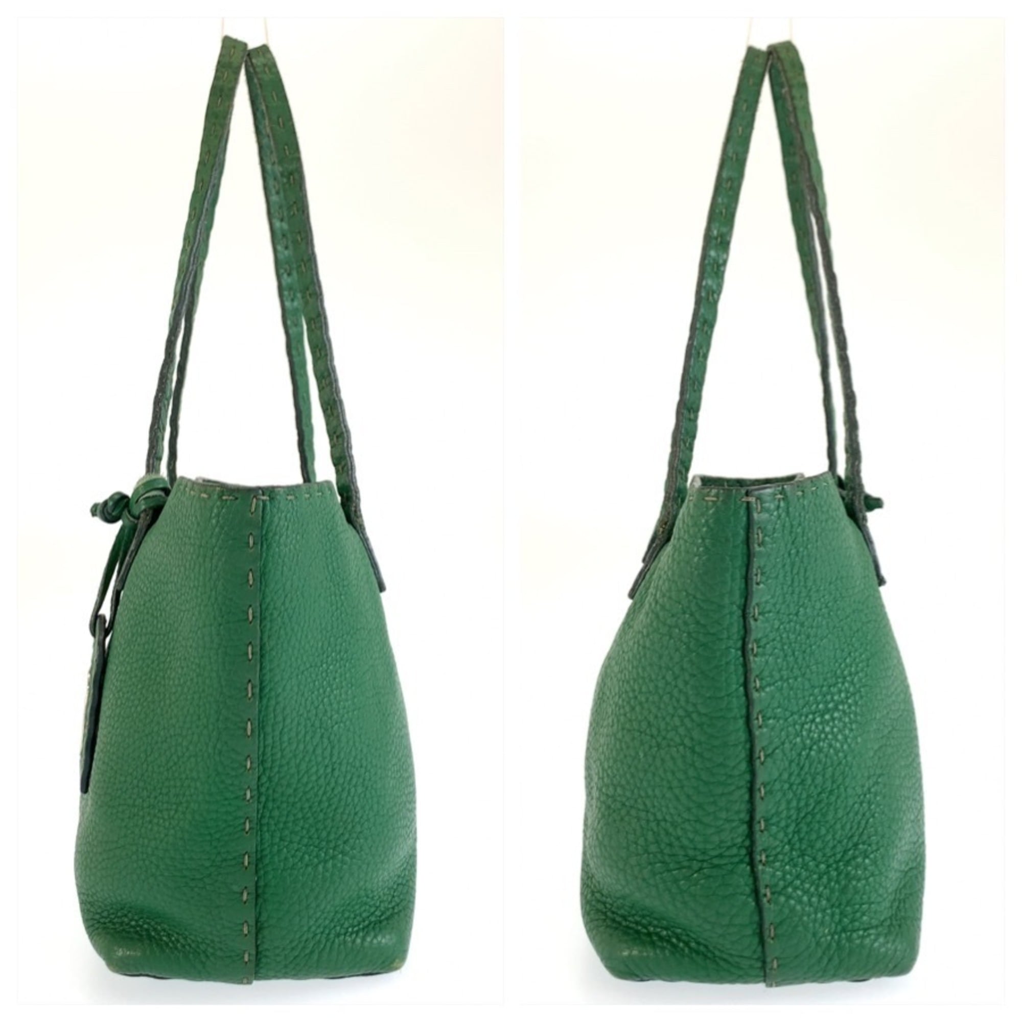 Fendi Green Leather Handbag Tote Bag (Pre-Owned)