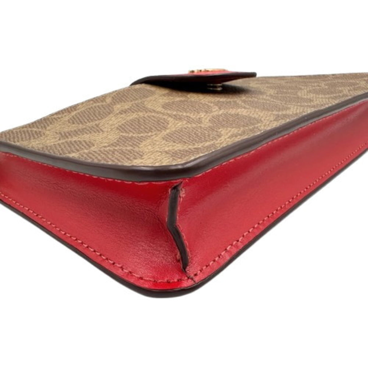 Coach Signature Brown Red Color Pvc Shoulder Bag (Pre-Owned)