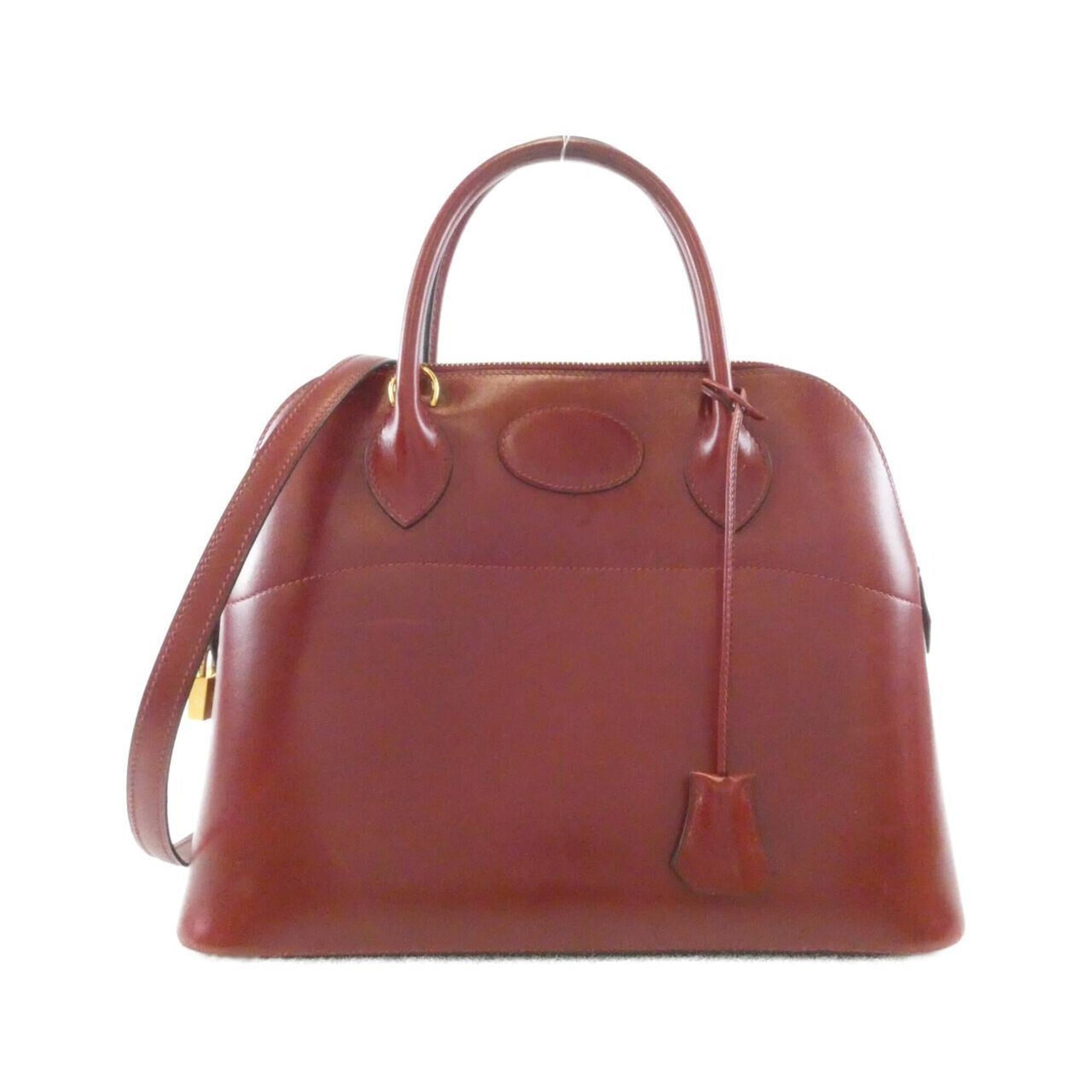 Hermes Rouge H Box Calf Leather Handbag (Pre-Owned)