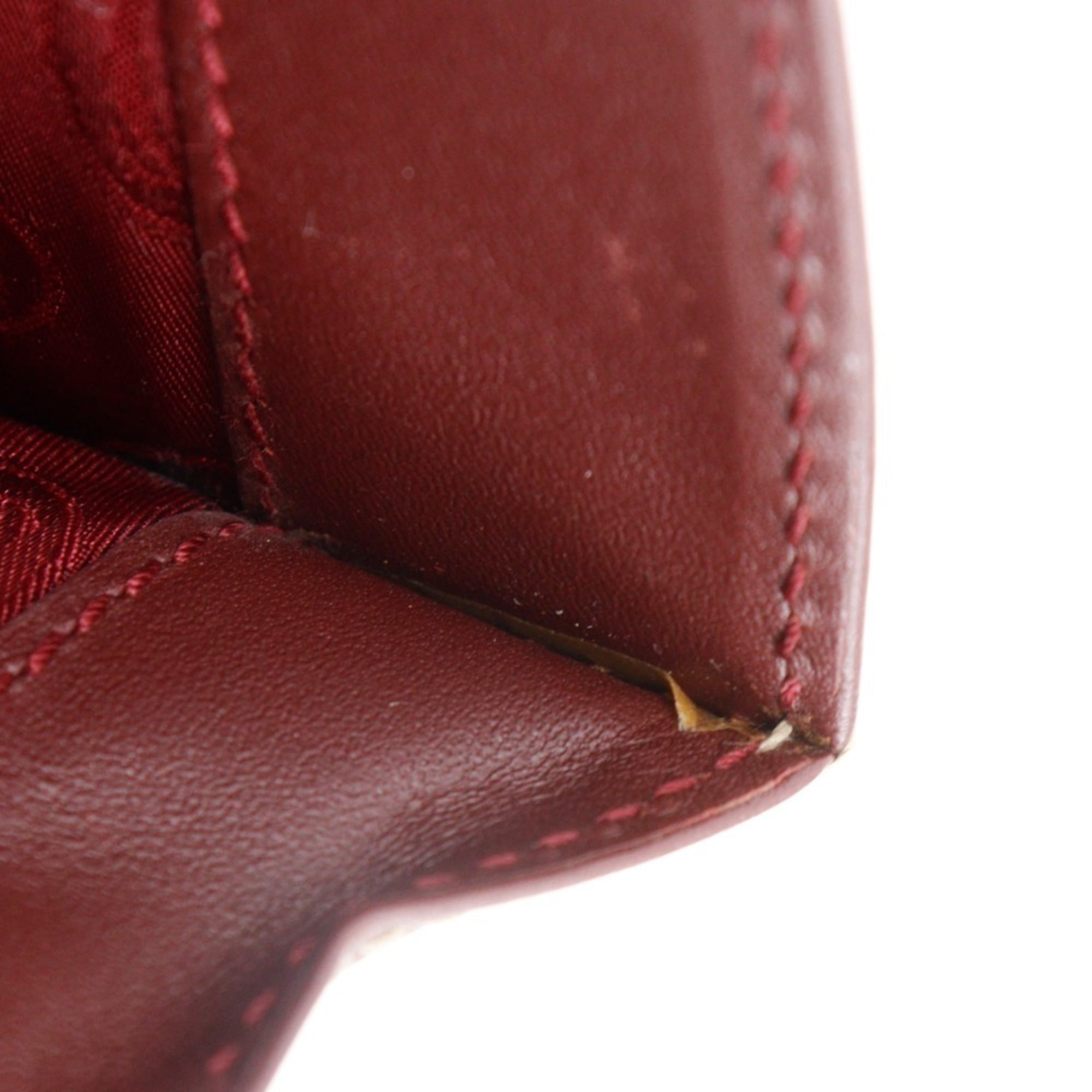 Cartier Bordeaux Red Color Wine Red Leather Shoulder Bag (Pre-Owned)