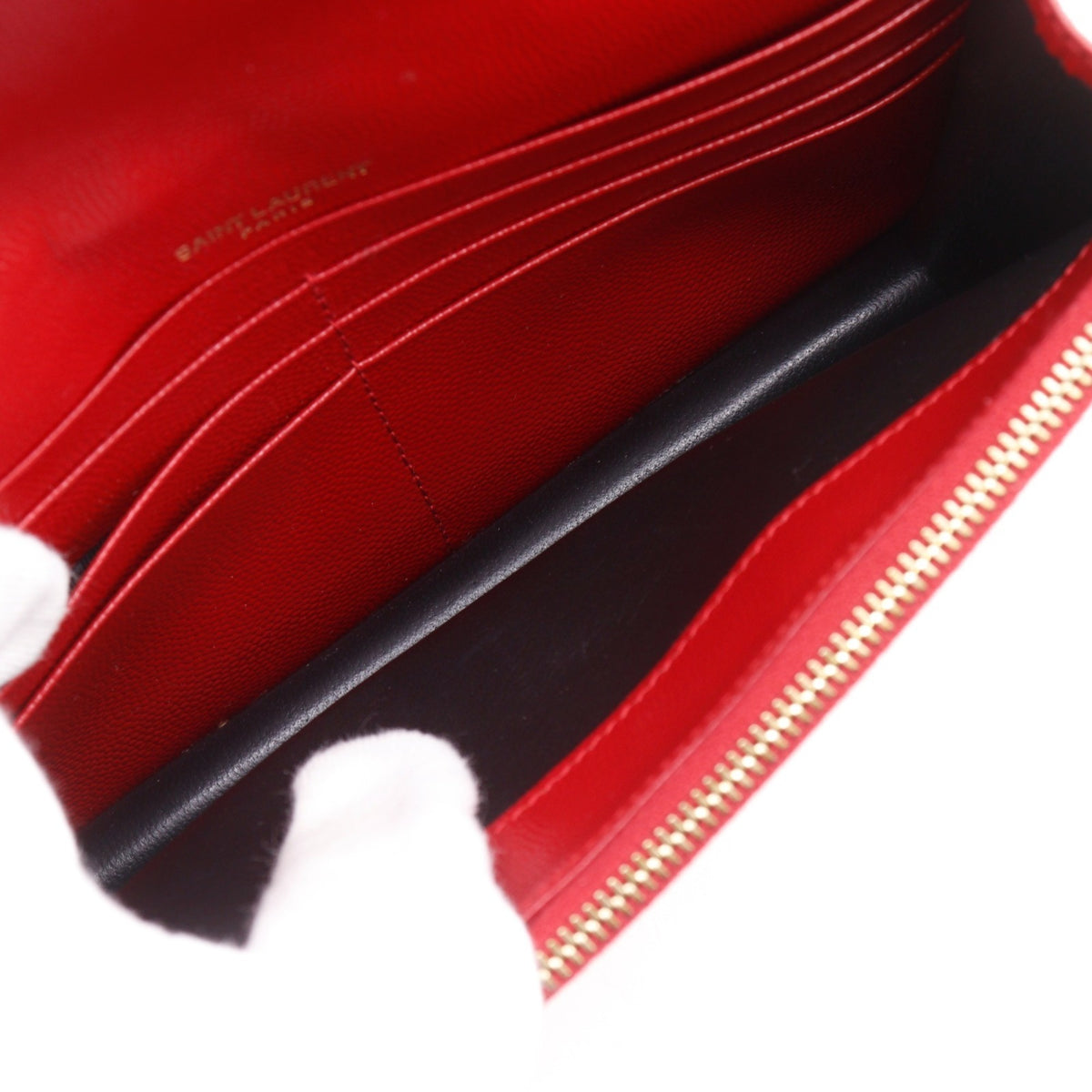 Yves Saint Laurent Red Color Leather Shoulder Bag (Pre-Owned)