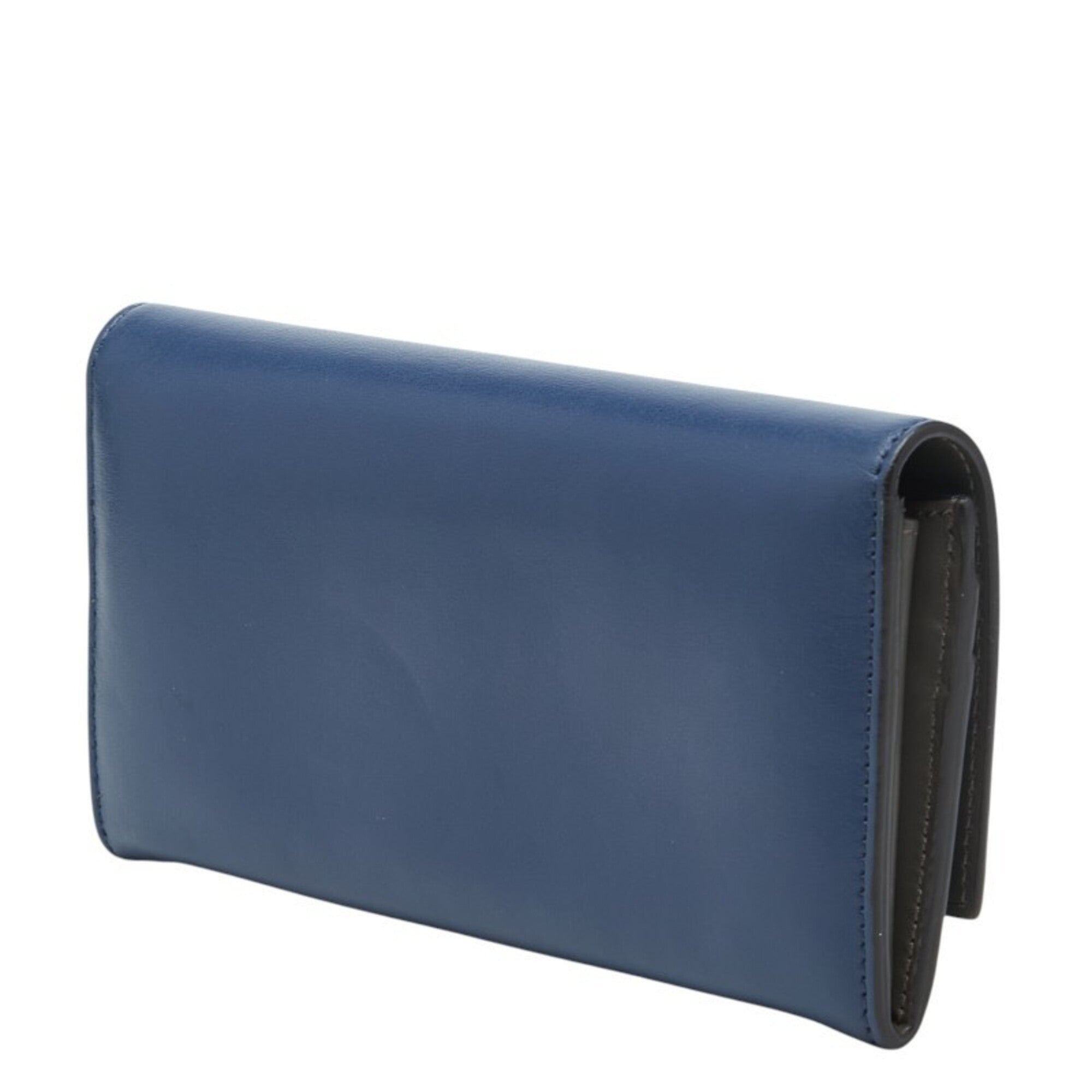 Fendi Blue Leather Long Wallet (Bi-Fold) (Pre-Owned)