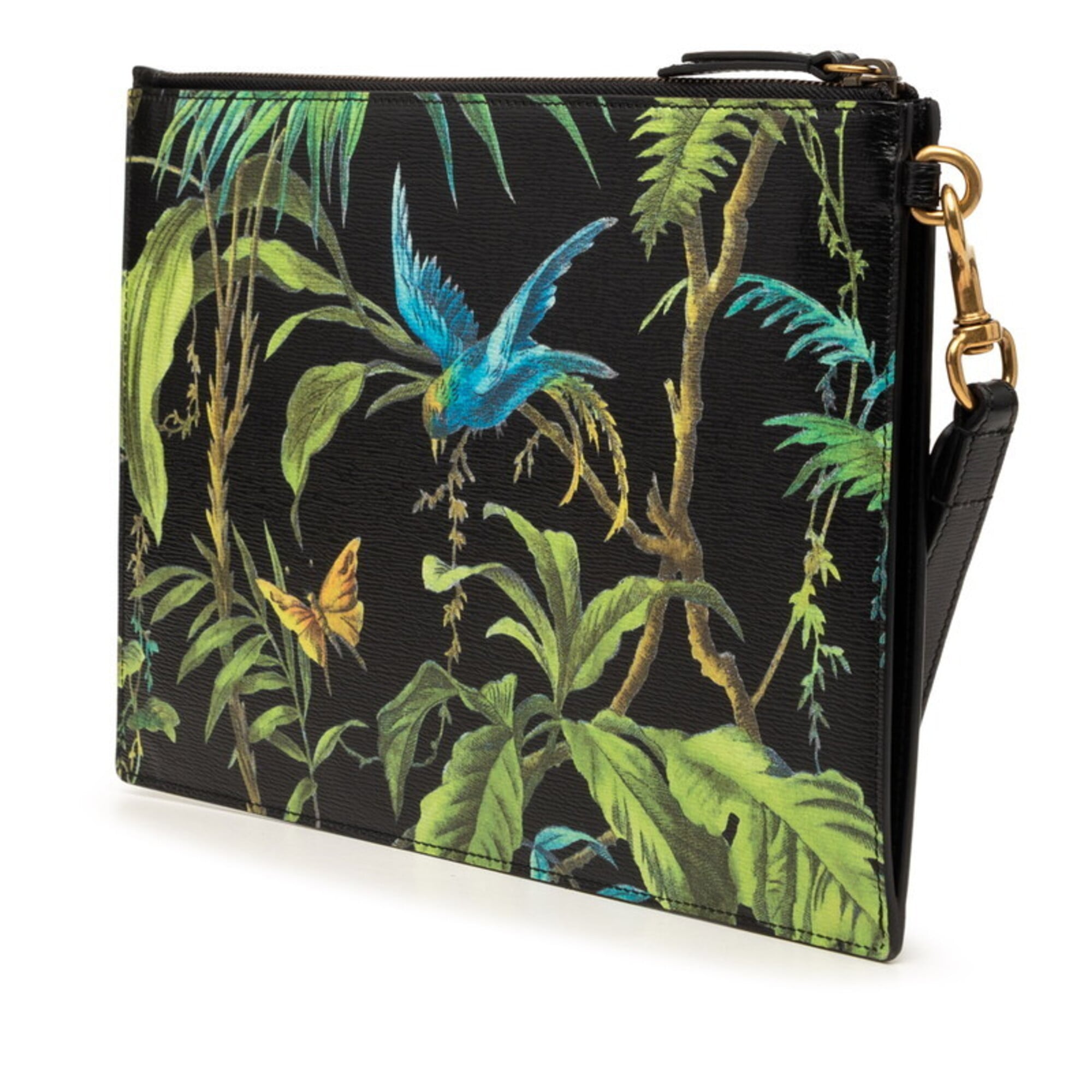 Gucci Black Green Leather Clutch Bag (Pre-Owned)