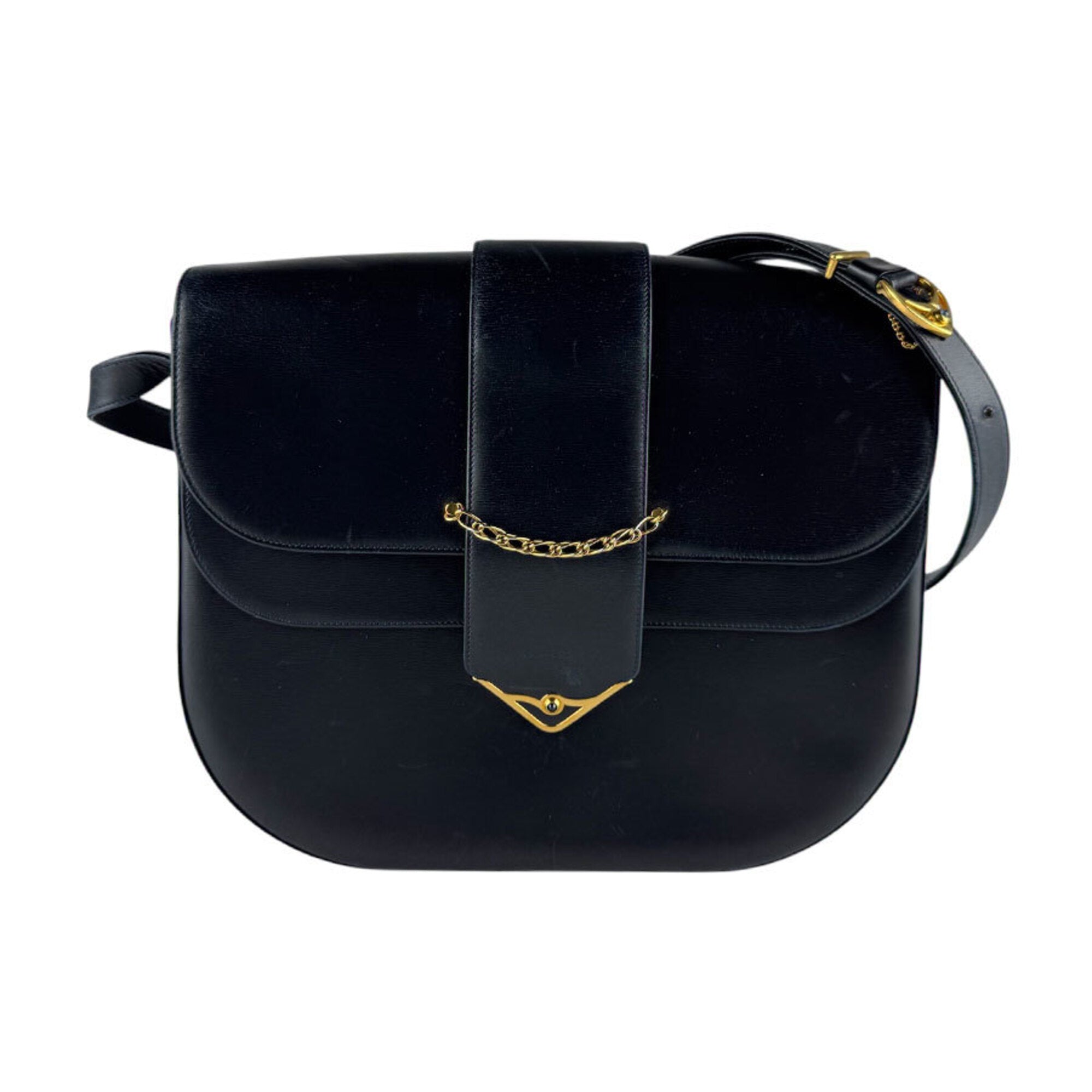 Cartier Navy Leather Shoulder Bag (Pre-Owned)
