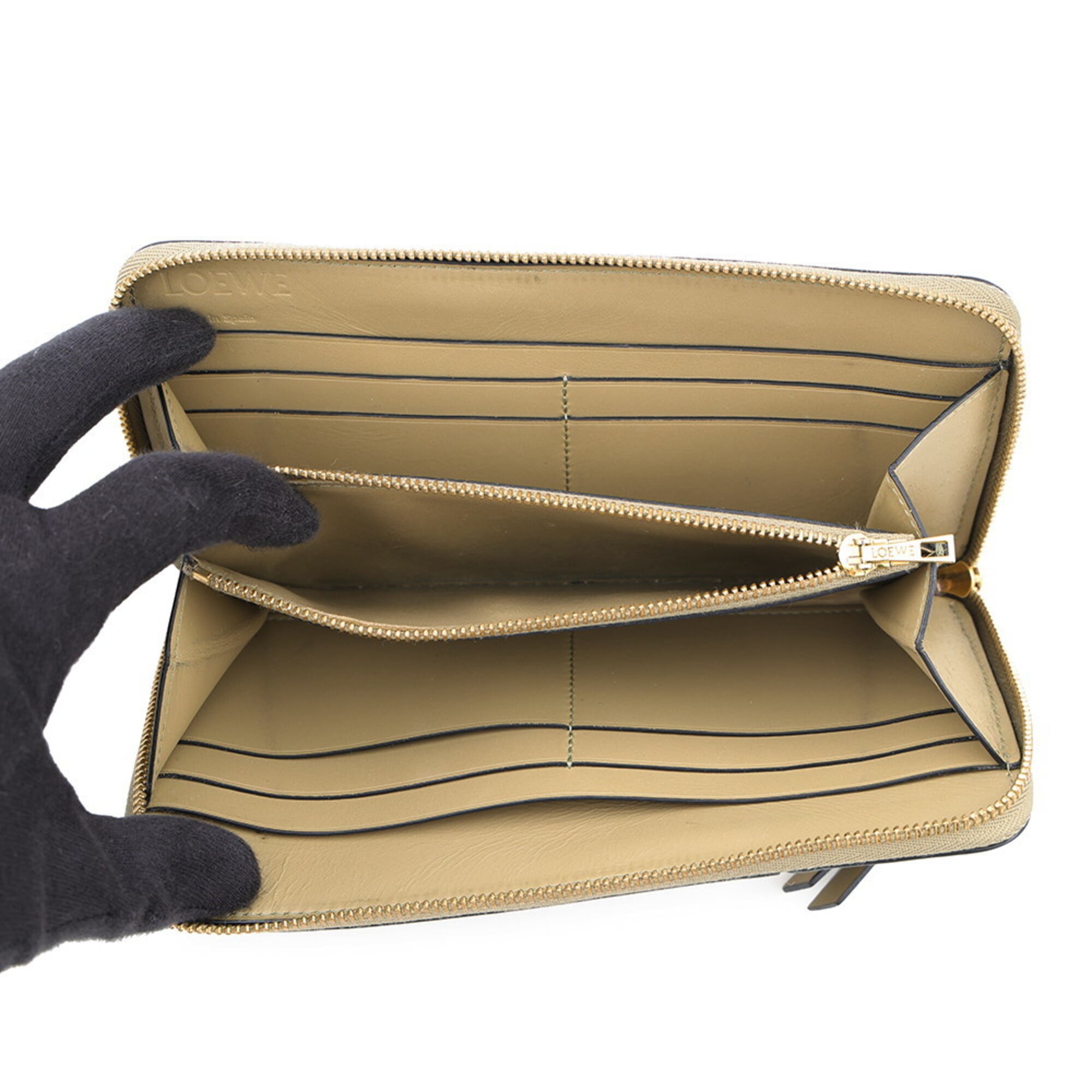 Loewe Beige Brown Leather Long Wallet (Bi-Fold) (Pre-Owned)