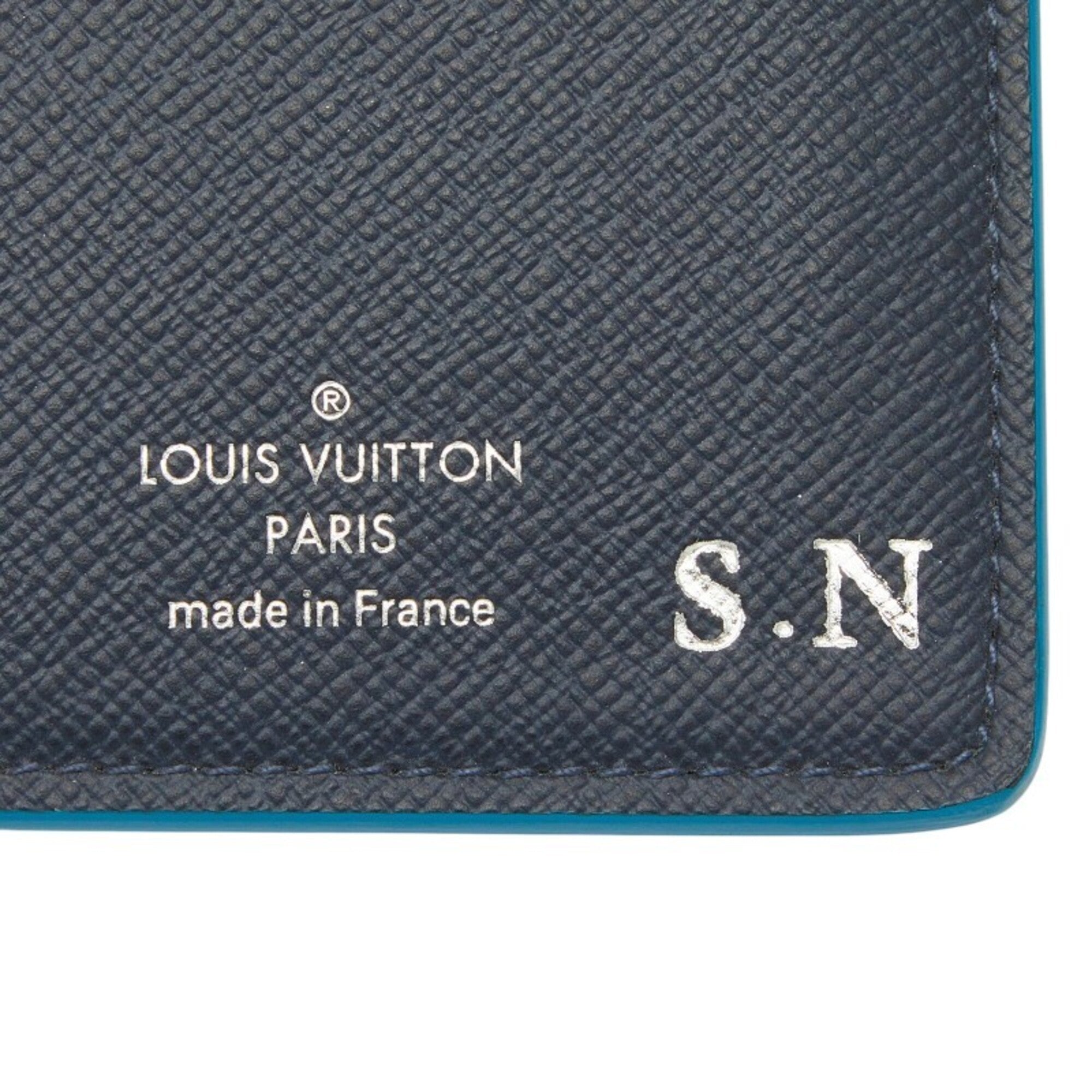 Louis Vuitton Blue Navy Blue Leather Long Bill Wallet (Bi-Fold) (Pre-Owned)