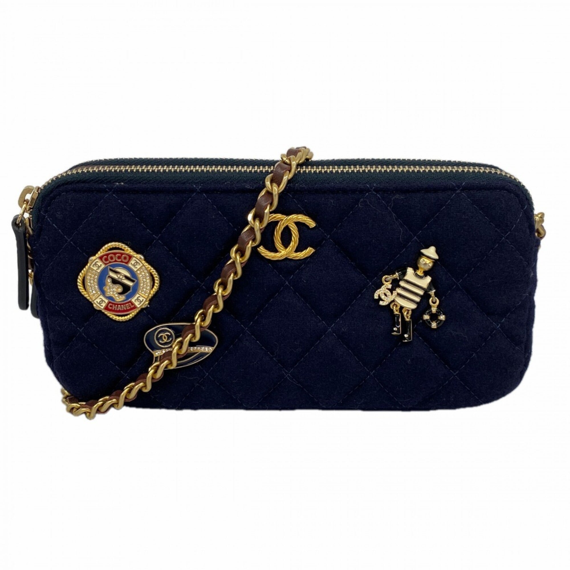 Chanel Navy Cotton Shoulder Bag (Pre-Owned)