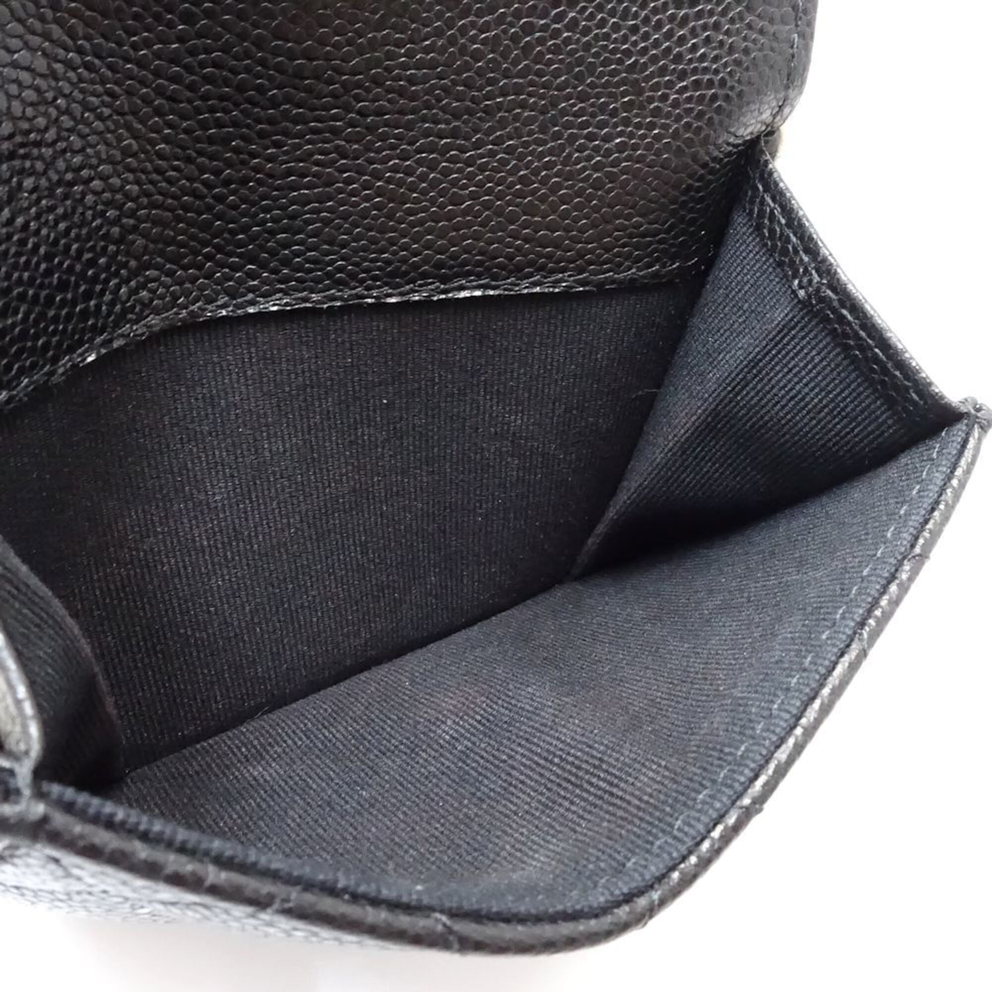 Chanel Black Grained Calfskin Wallet (Tri-Fold) (Pre-Owned)