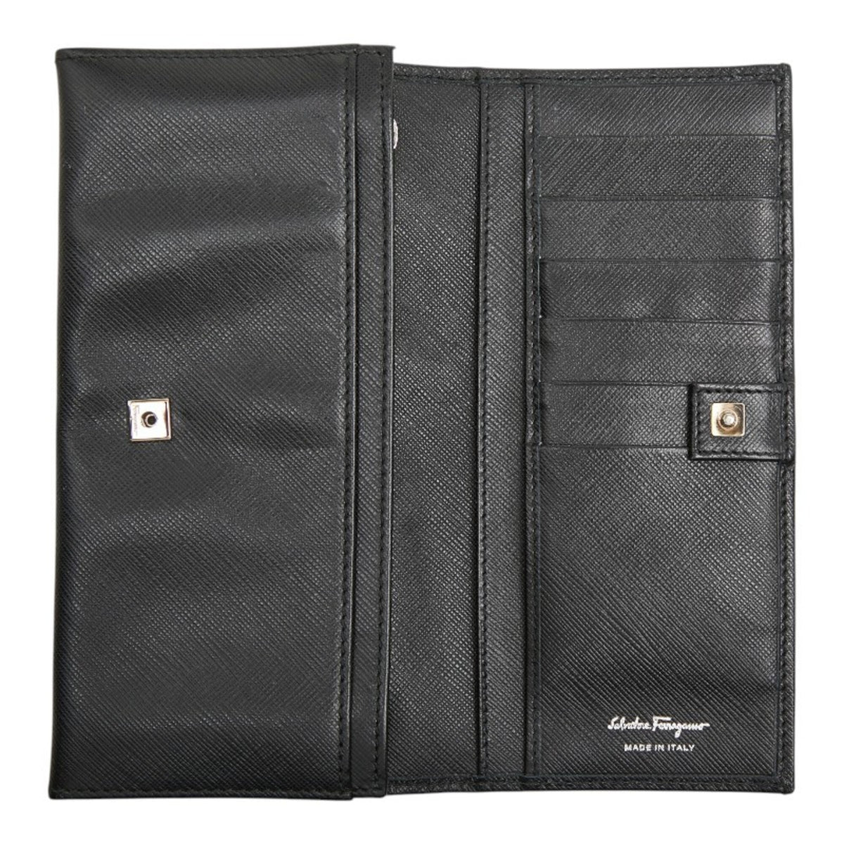 Salvatore Ferragamo Black Leather Long Wallet (Bi-Fold) (Pre-Owned)