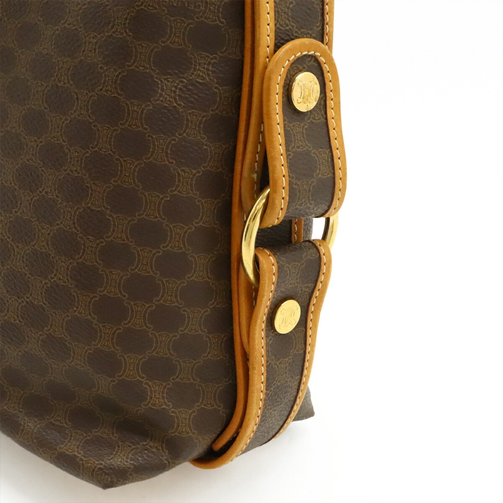 Celine Black Brown Dark Brown Coated Canvas Leather Pochette Shoulder Bag (Pre-Owned)