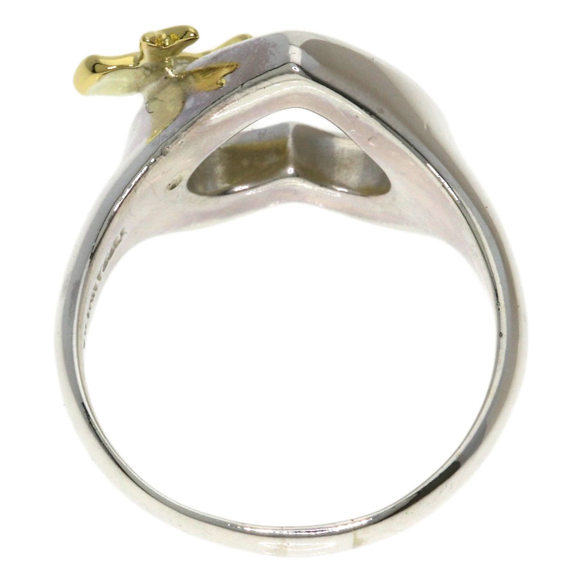 Tiffany Silver Yellow Gold Yellow Gold (18K) Silver Band Ring (Pre-Owned)