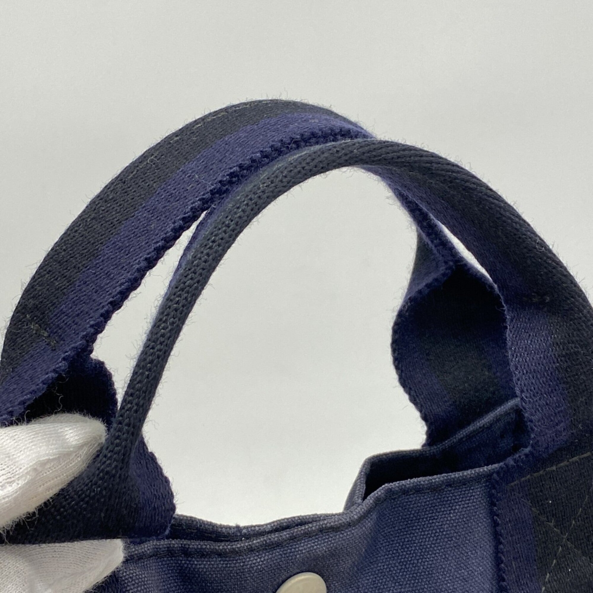 Hermes Black Navy Canvas Tote Bag (Pre-Owned)