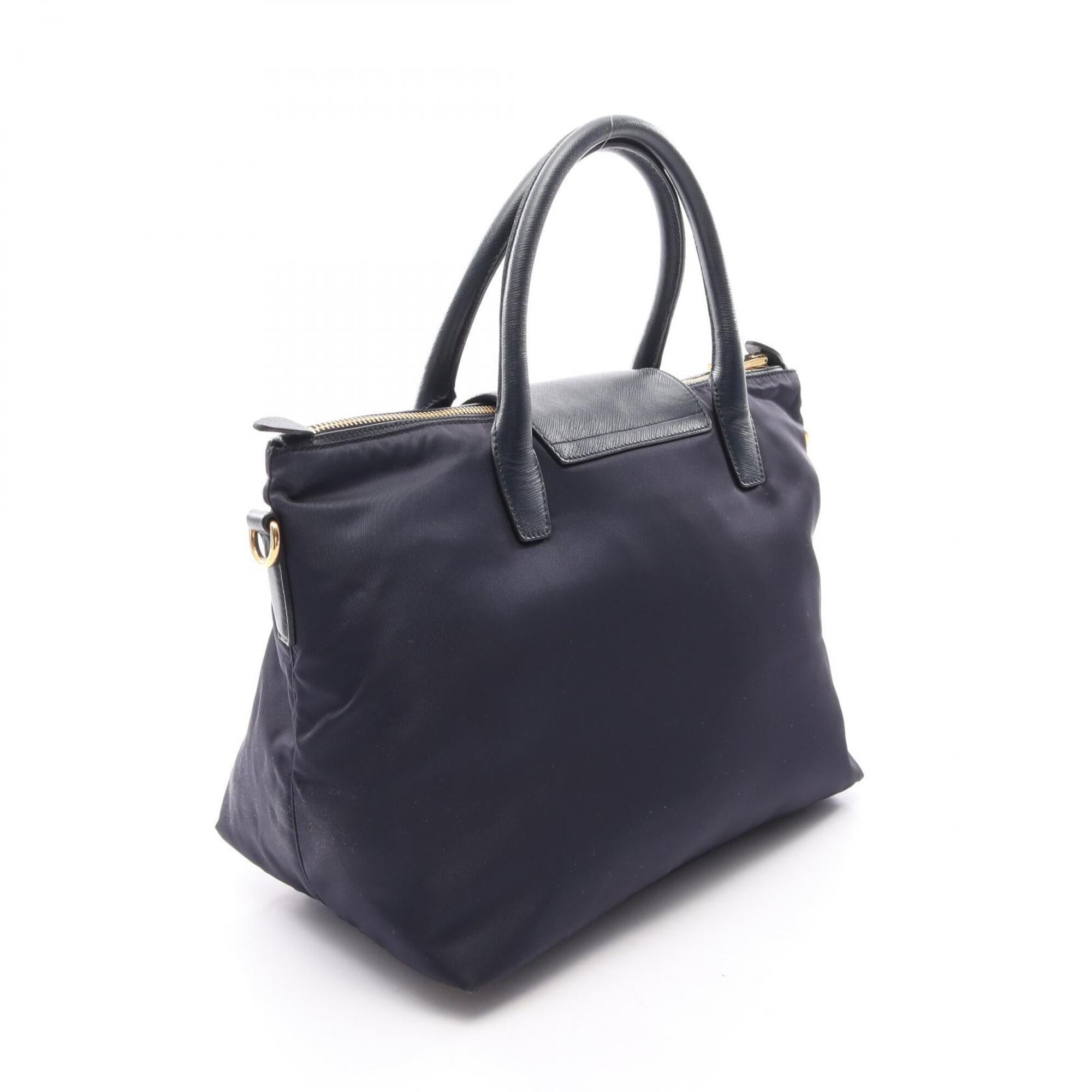 Prada Navy Nylon Saffiano Triangle Handbag (Pre-Owned)