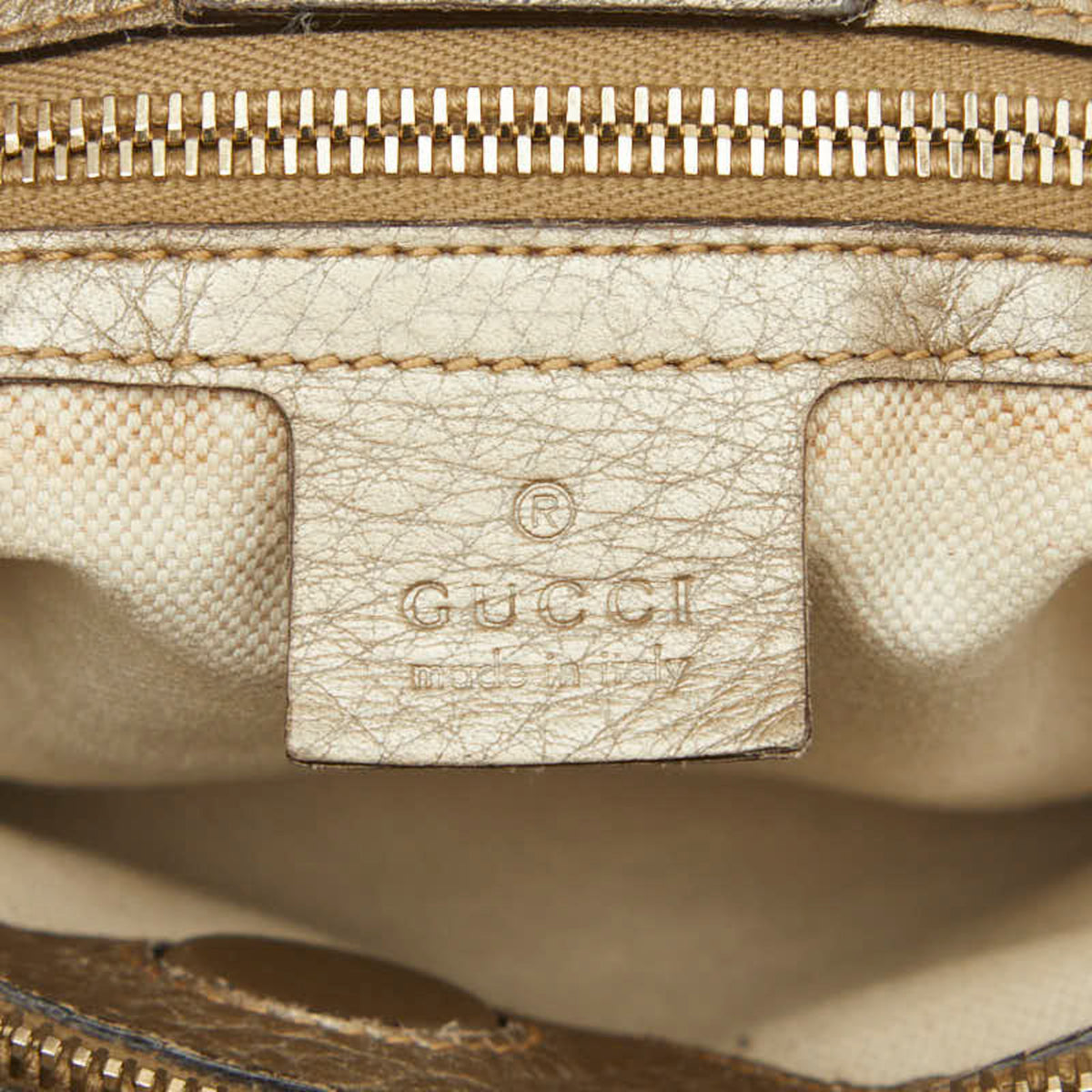 Gucci Brown Gold Leather Handbag Shoulder Bag (Pre-Owned)
